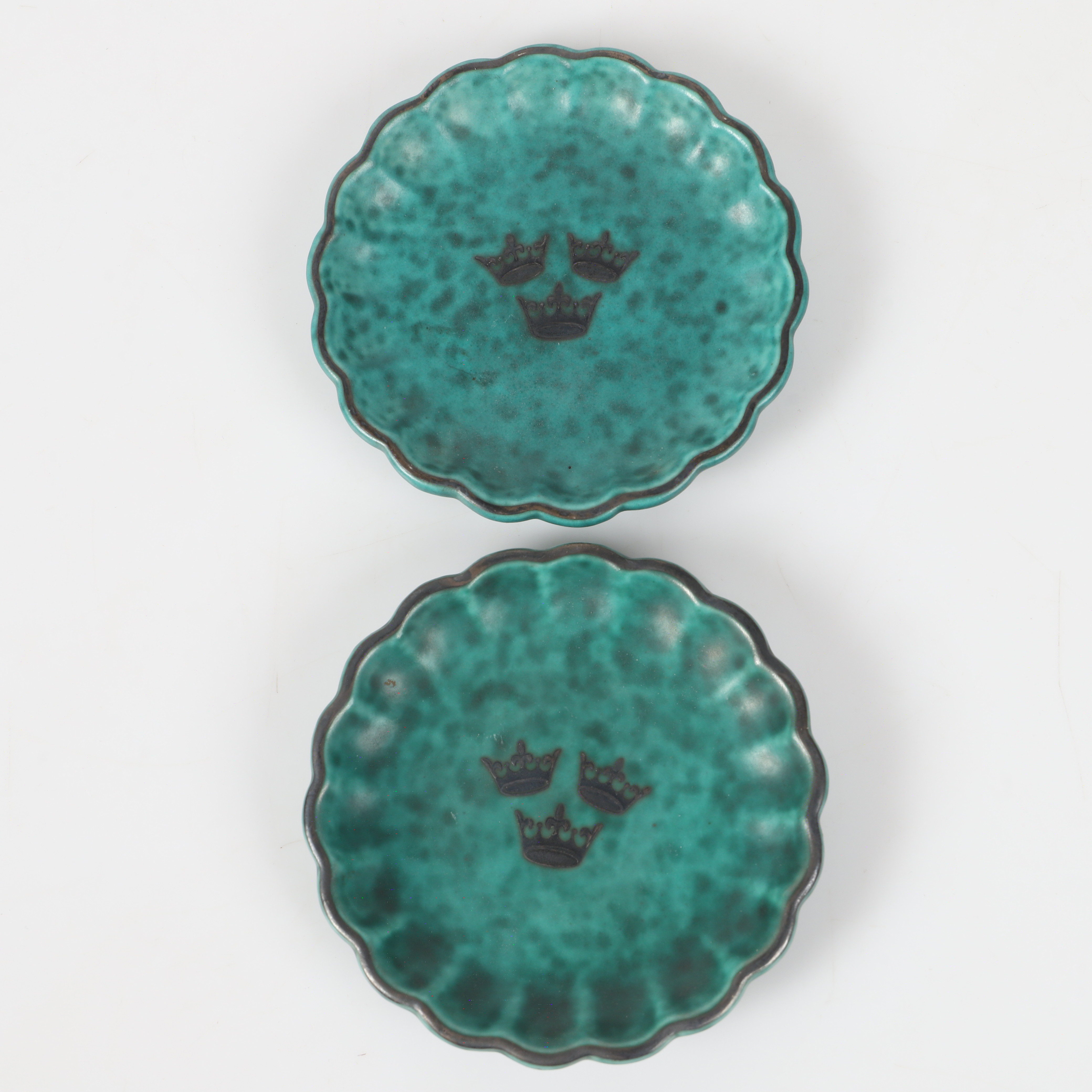 MINIATYRFAT, 2 stycken, "Argenta", stengods, Gustavsberg.