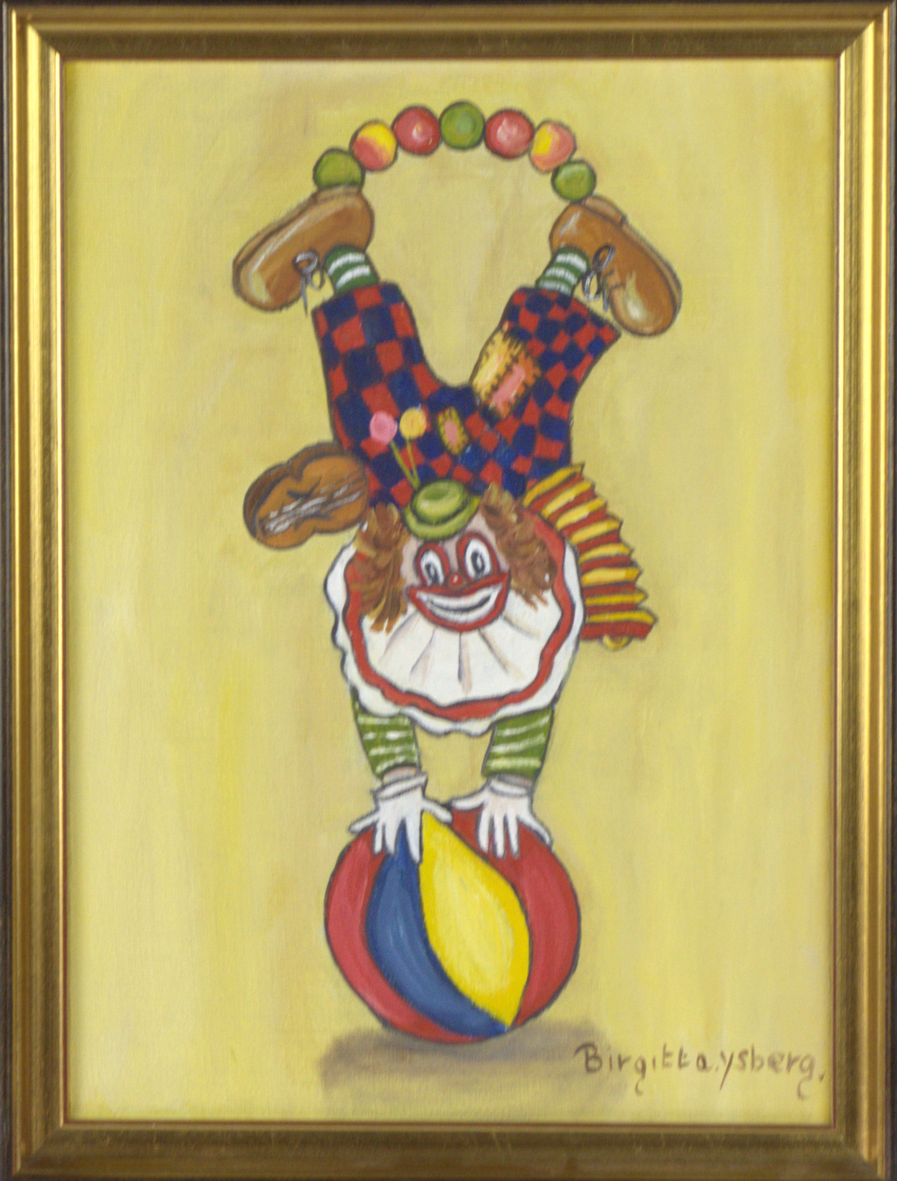 BIRGITTA YSBERG. Olja på duk, Clown, signerad.