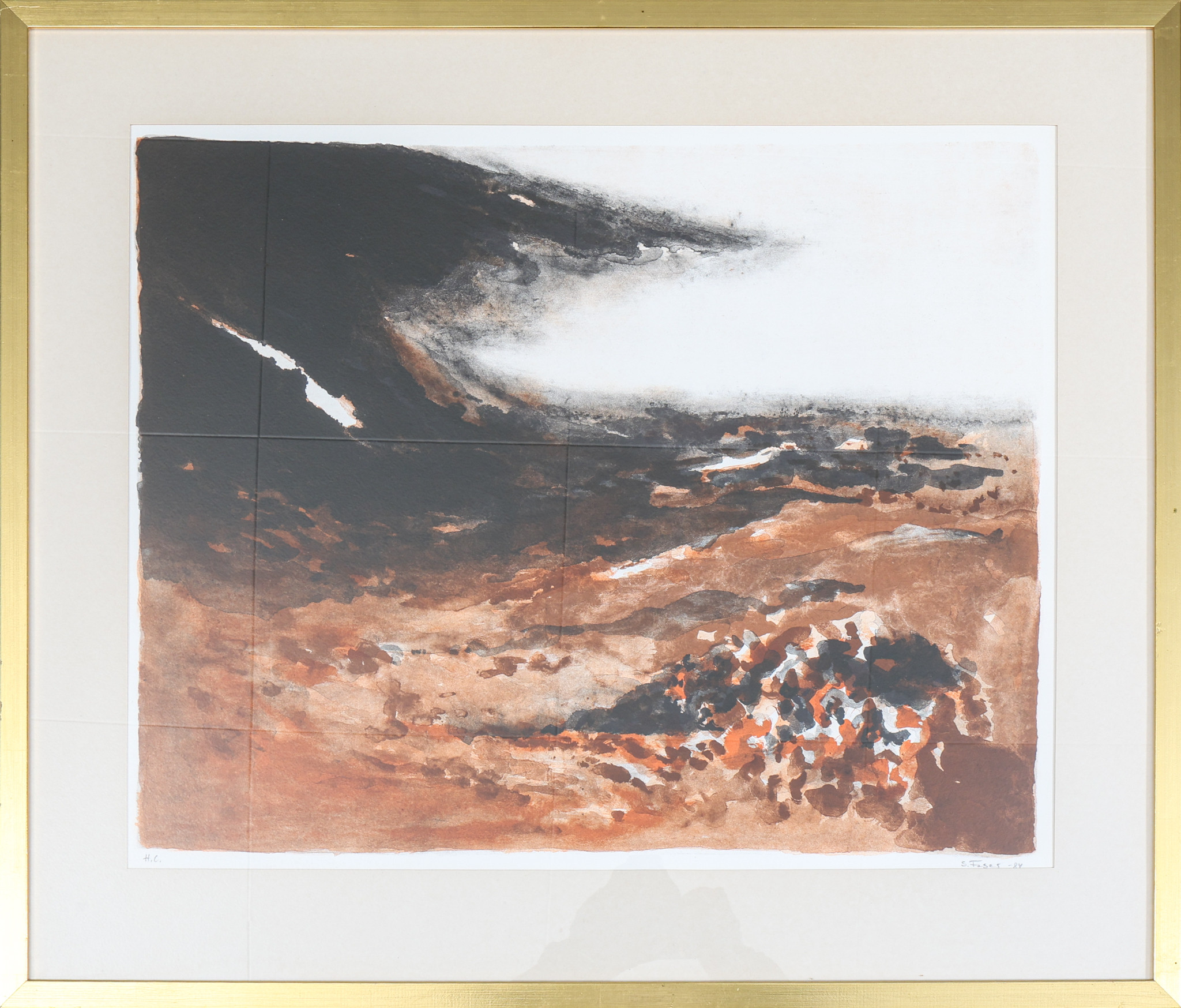 SIXTEN FAGER. Färglitografi, fjällmotiv, märkt H.C. signerad, daterad -84.