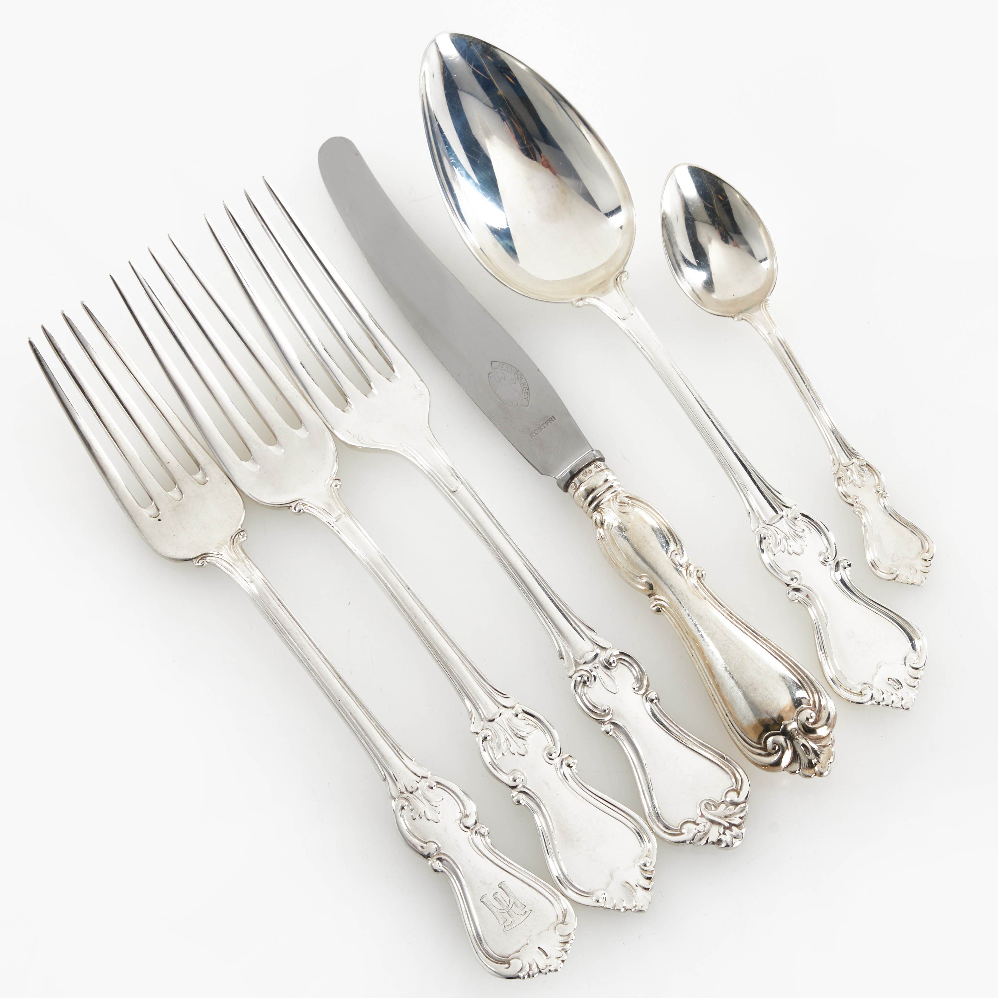 BESTICKSERVIS, 42 delar, silver, modell "Olga", bland annat K. Andersson, 1900-talets första hälft.