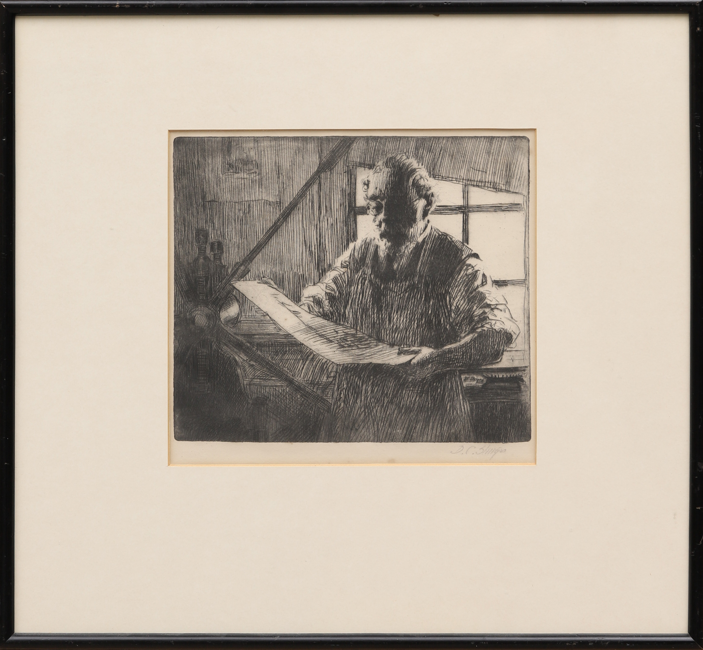 DWIGHT CASE STURGES (1874-1940). "The Plate Printer", etsning, signerad.