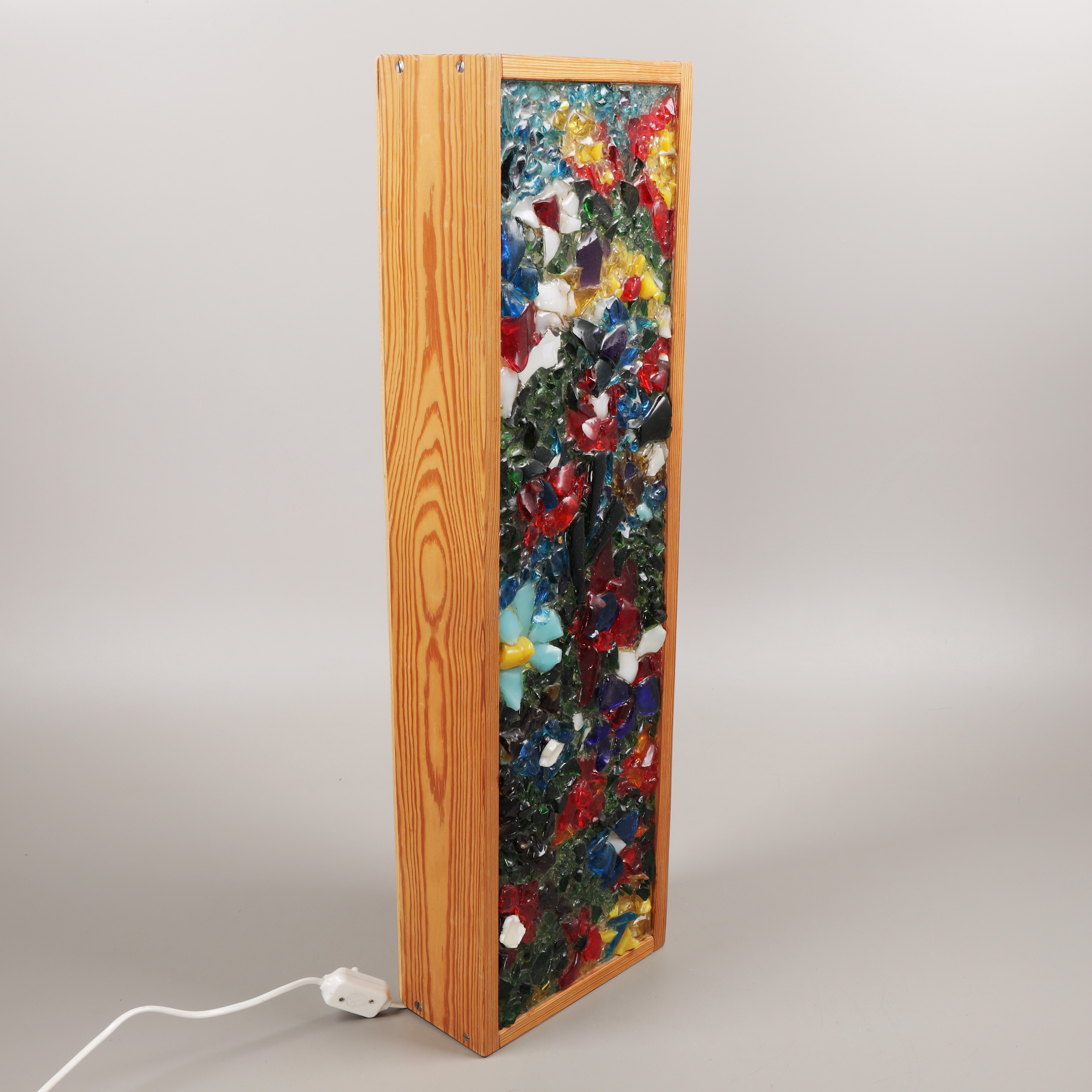 VÄGGLAMPA, trä/glas, 1960-tal.