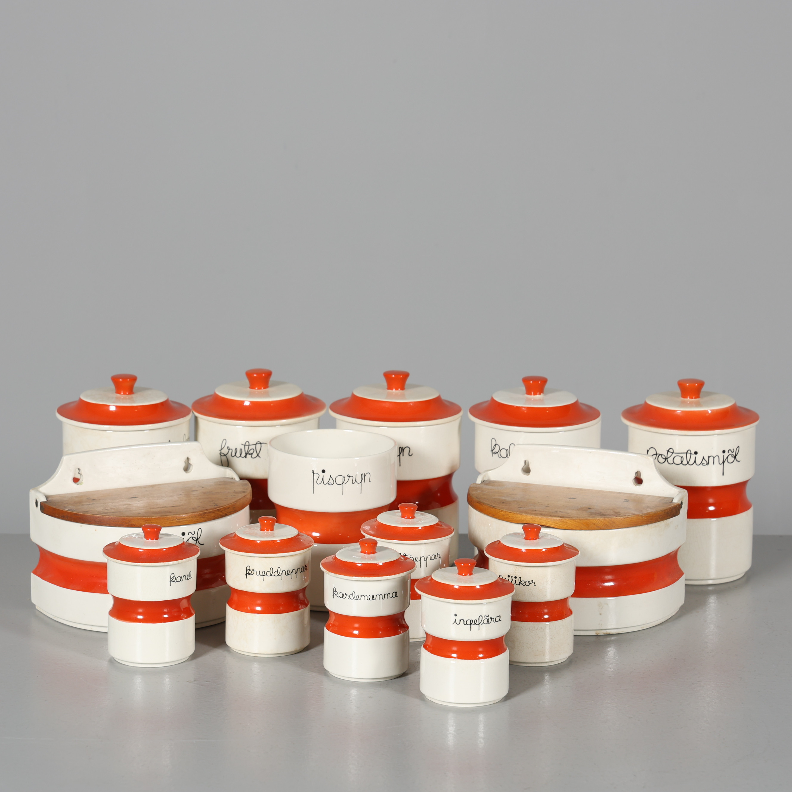 SPECERI/KRYDDBURKAR, 14 st, "Colorita", Gustavsberg.