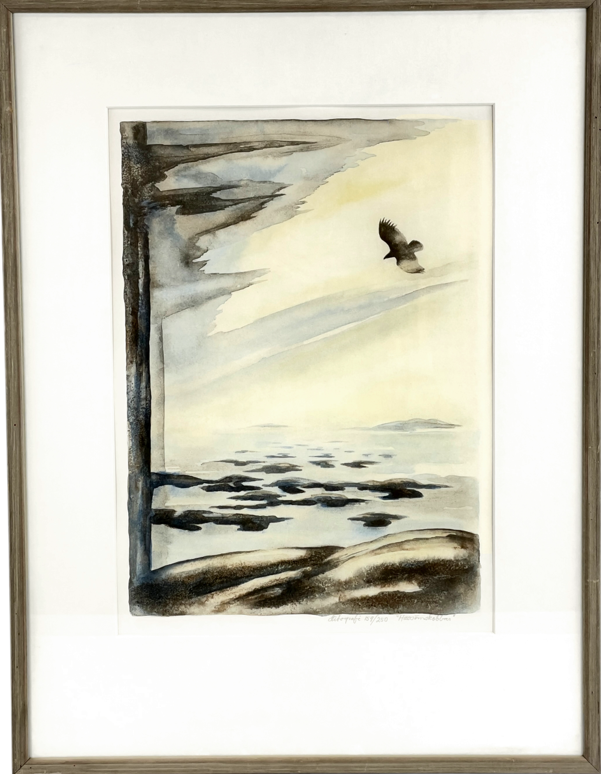 LENNART WALLIN (1944 - 2017), färglitografi, "Havsörnskobbar", numrerad 159/250, ej signerad.