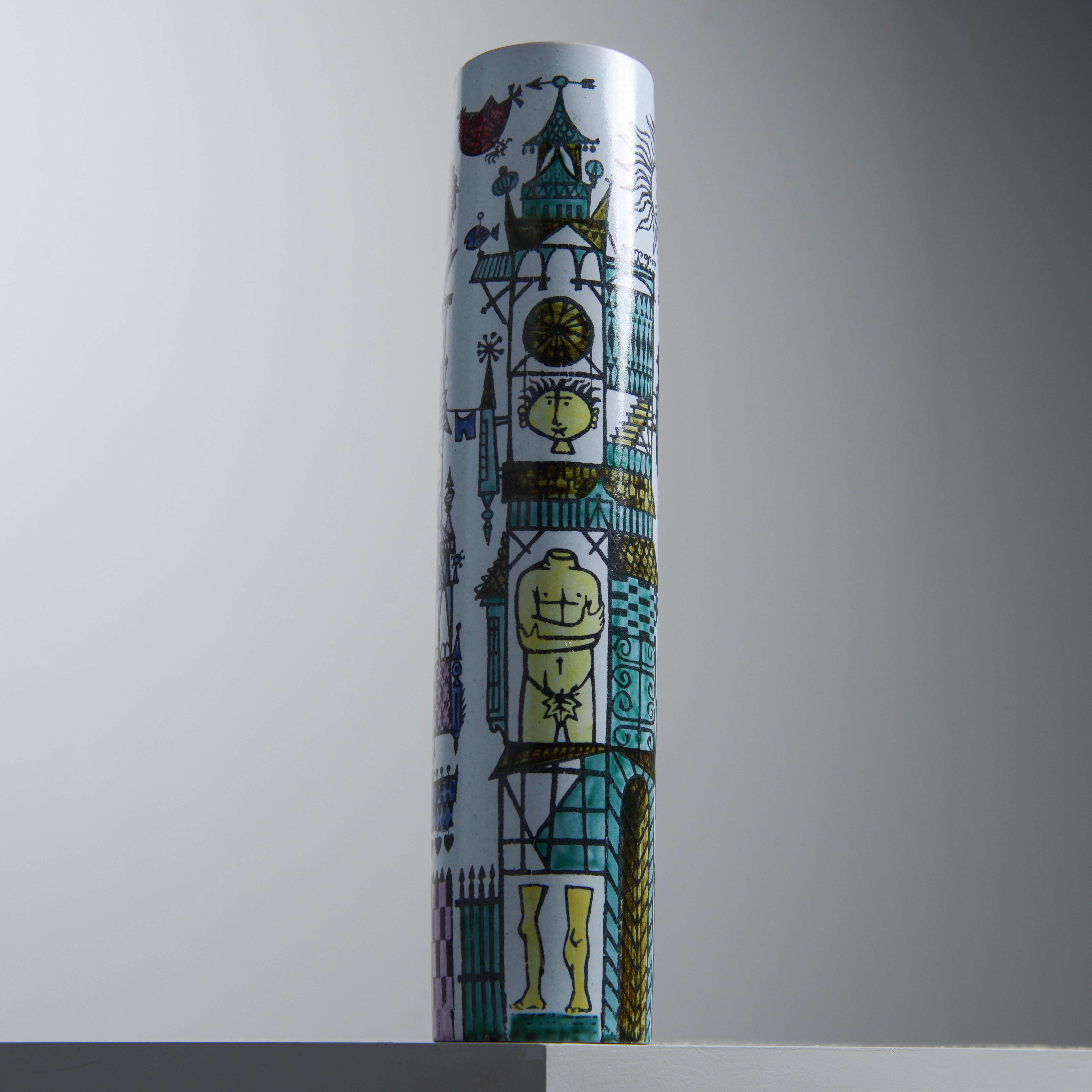 STIG LINDBERG. Golvvas, "Karneval", Stuidohanden, Gustavsberg, 1957-62.