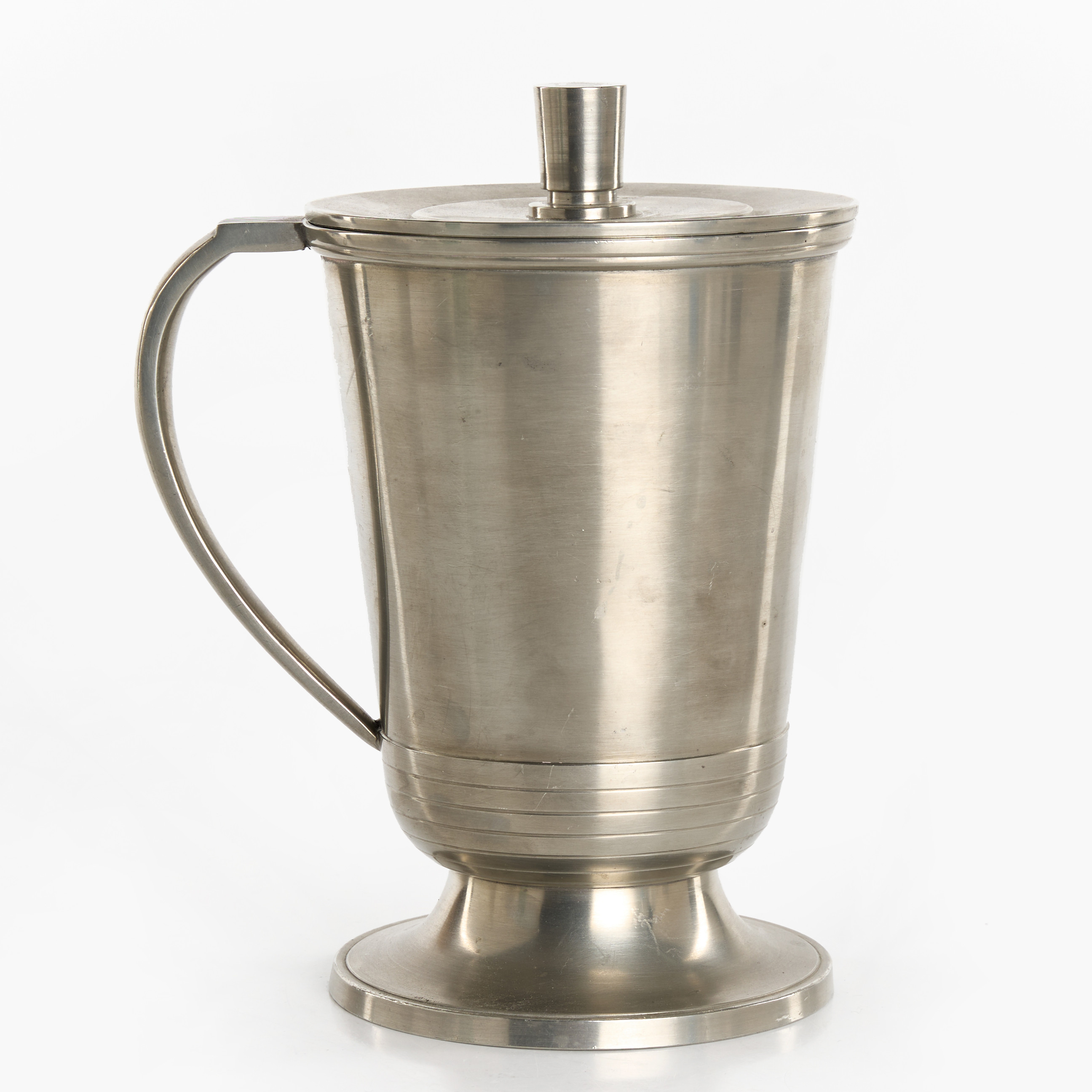 KANNA, med lock, tenn, Guldsmedsaktiebolaget (GAB), Stockholm, 1933. Funkis.