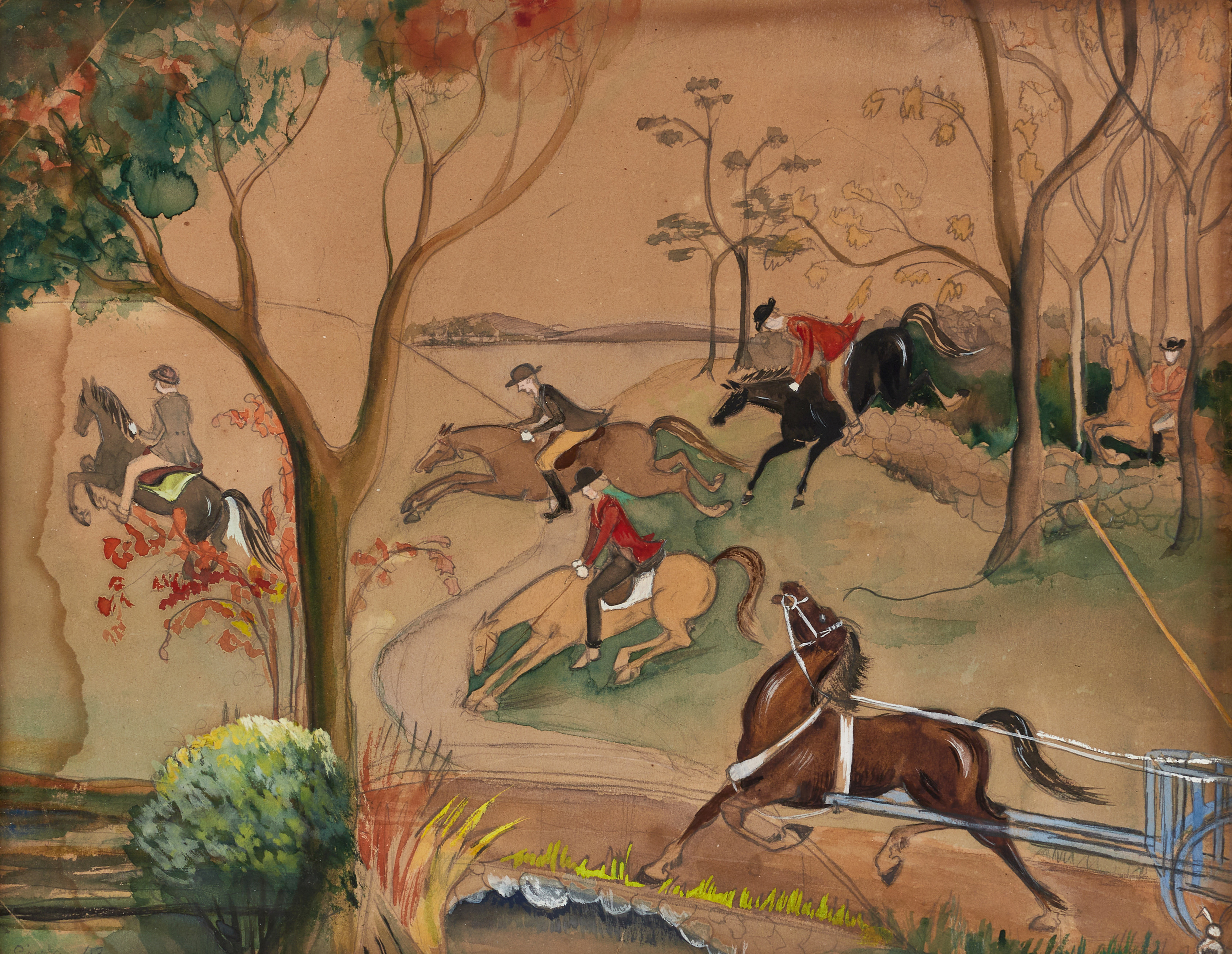 OIDENTIFIERAD KONSTNÄR (1900-tal), Ryttare, signerad och daterad Sissela -43, akvarell på papper.