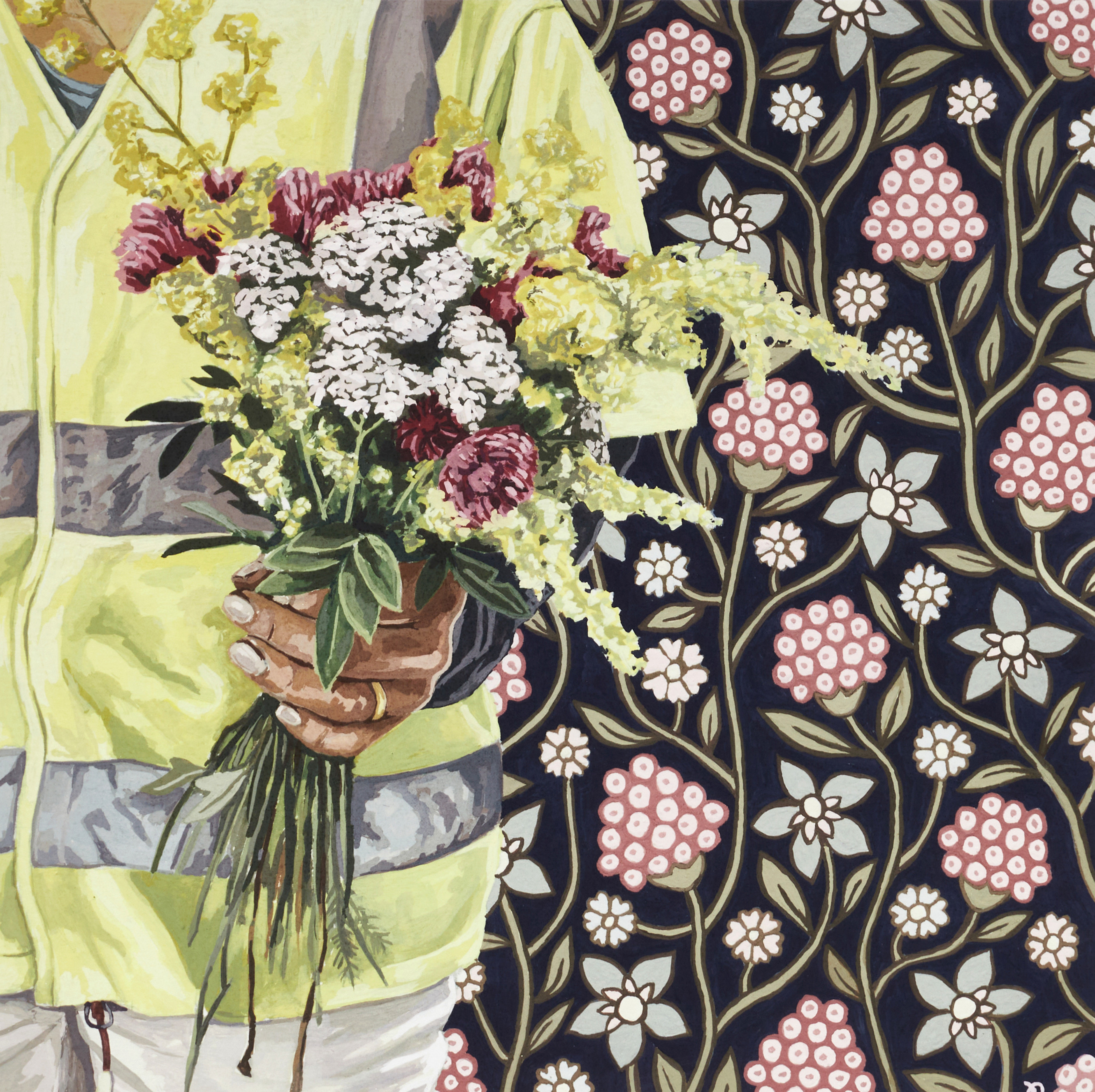 VERONIKA DANIELSSON. Komposition med blommor och reflexväst, signerad, numrerad 1/150, giclée.