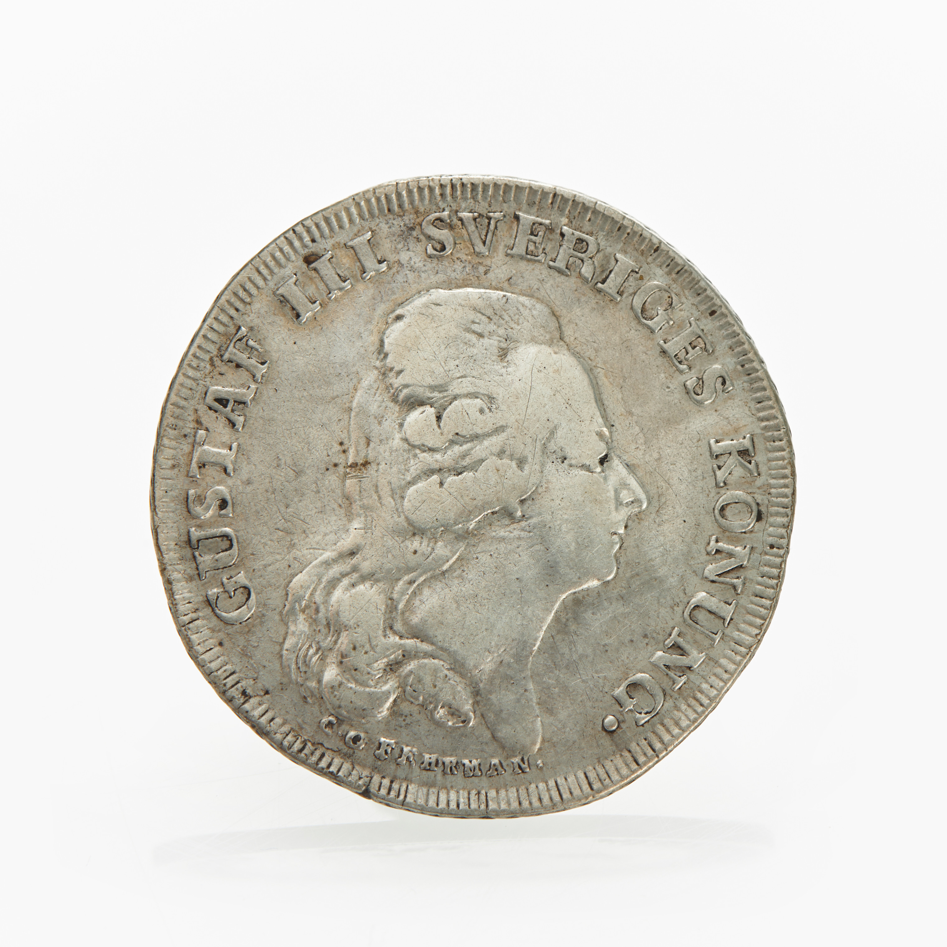 GUSTAV III, kastmynt till konungens begravning 1792, 1/3 riksdaler.