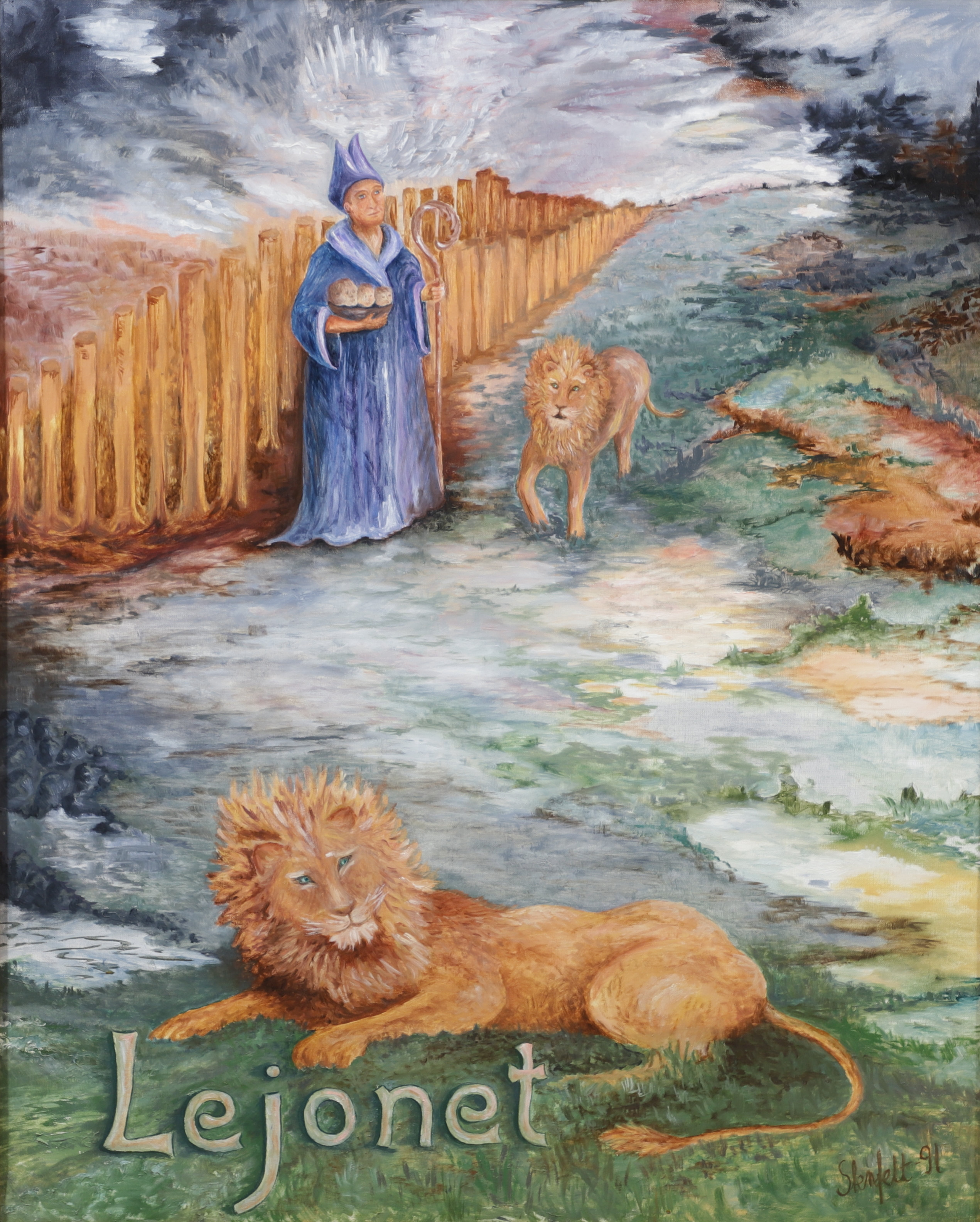 ULLA-BRITT STENFELT. "Lejonet 2", olja på duk, signerad och daterad a tergo 1991.