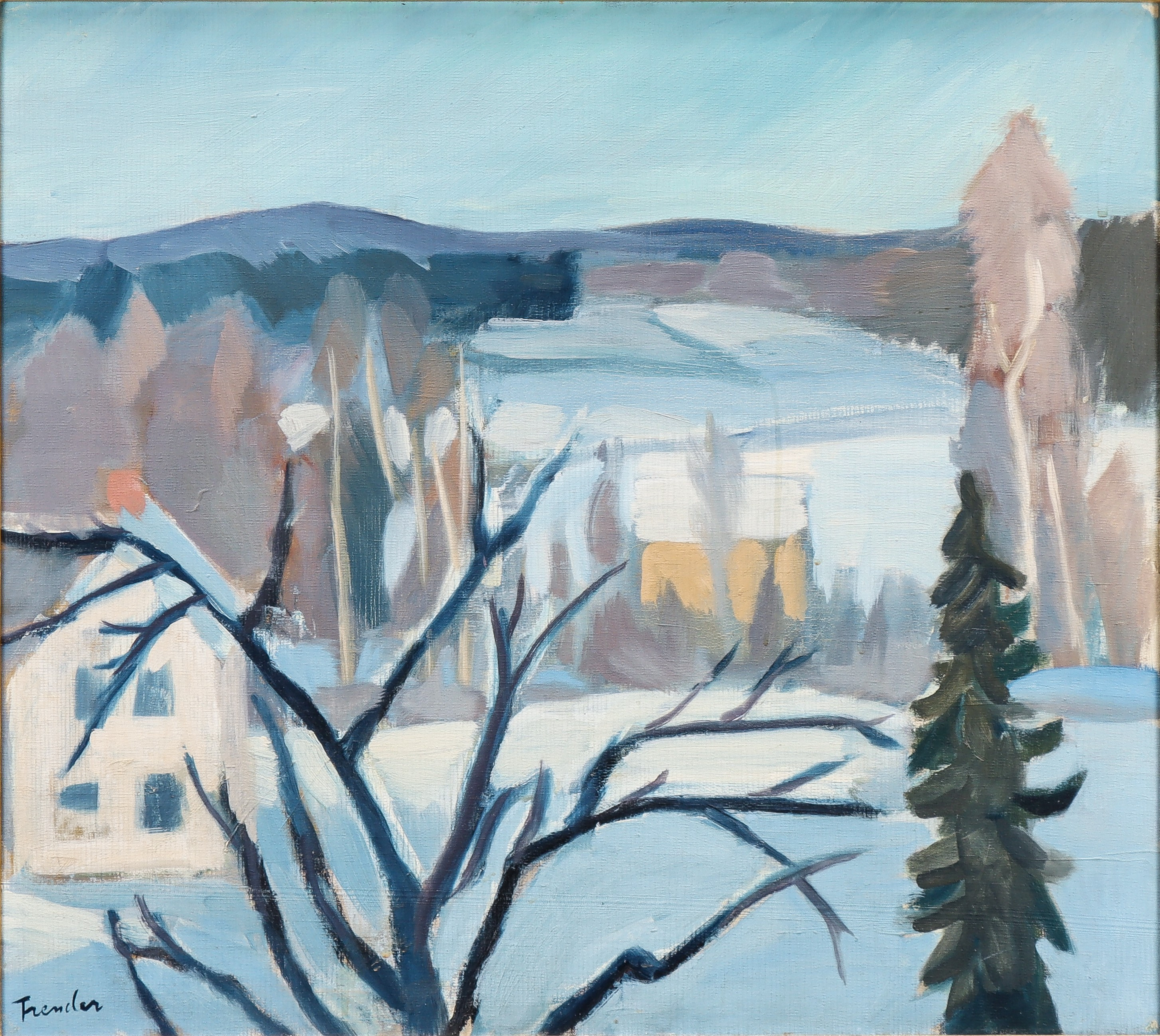 HELGE FRENDER. Vinterlandskap.