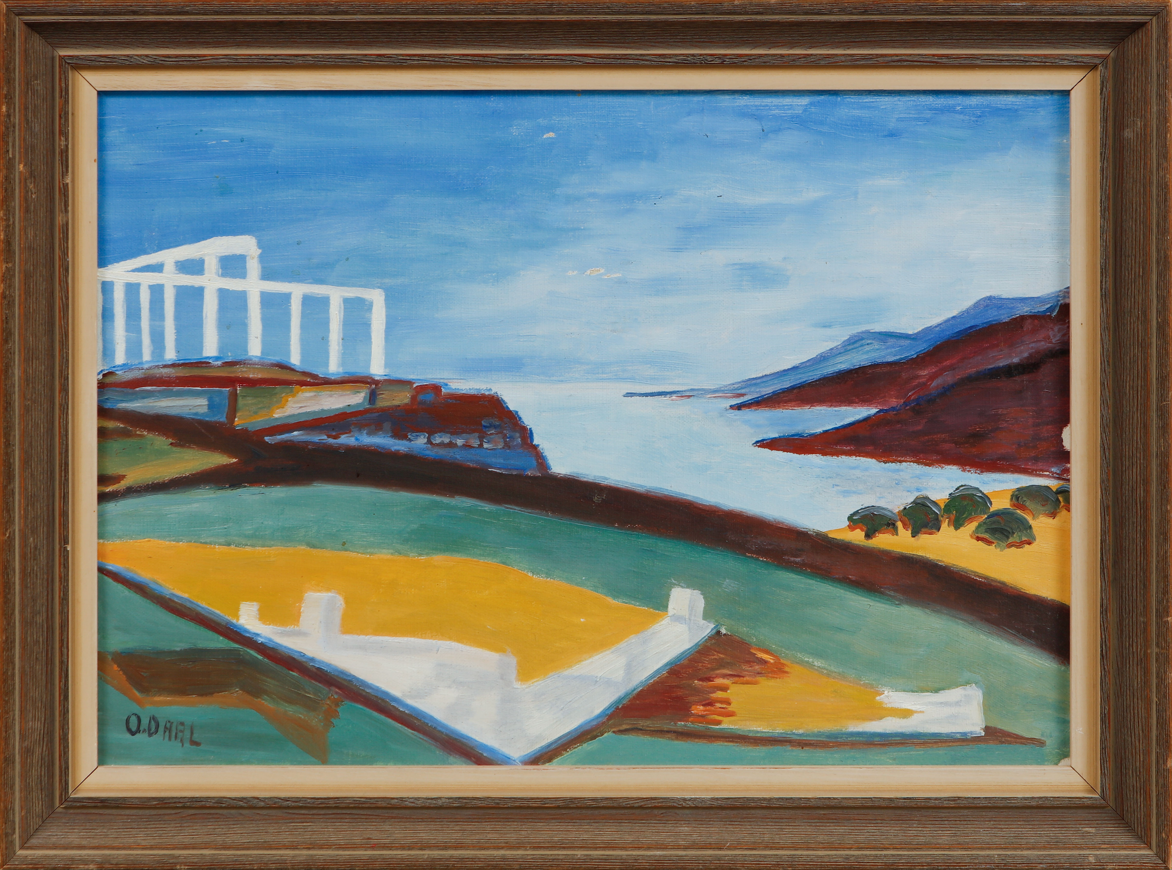 OKÄND KONSTNÄR. Landskap, olja på pannå, signerad O. Daal.