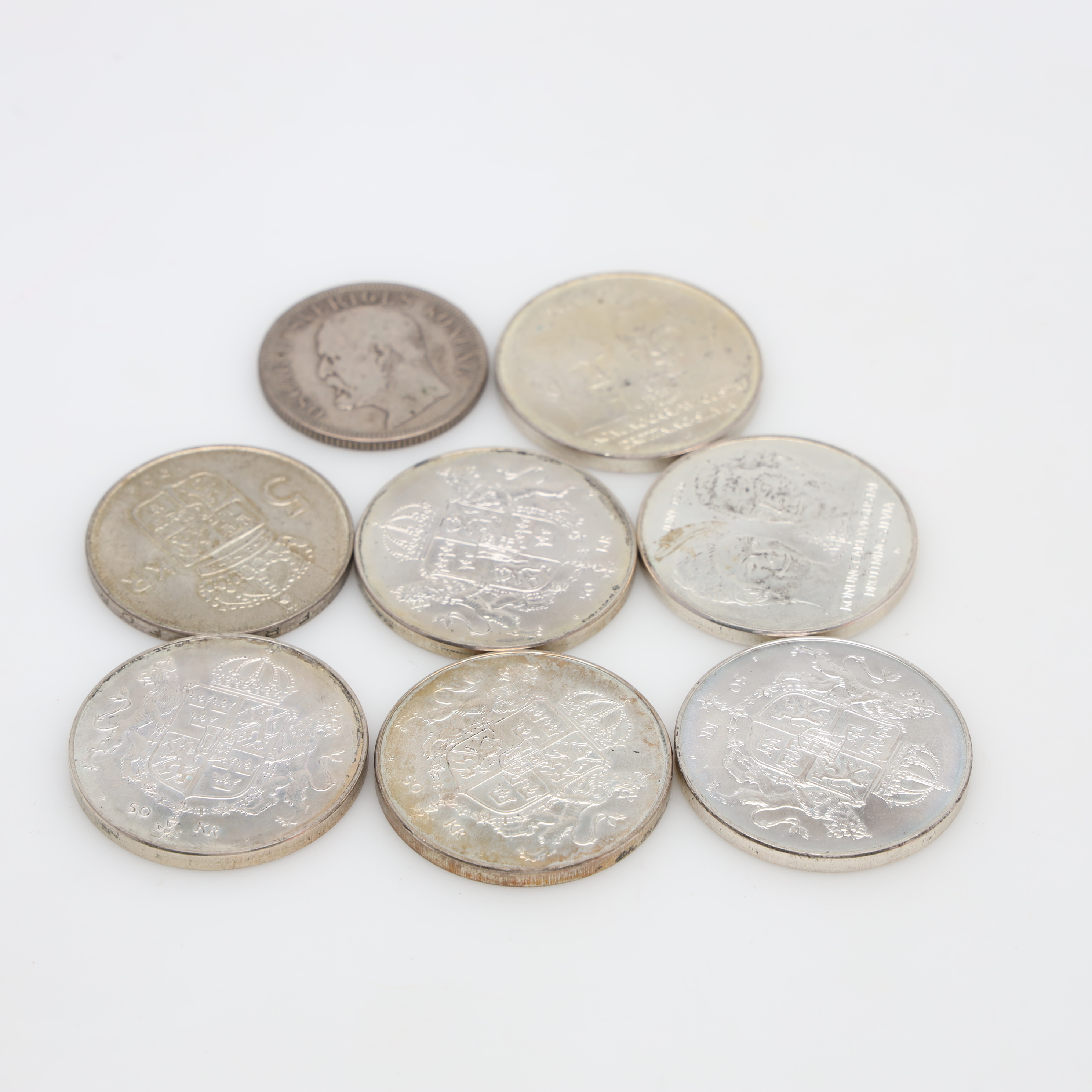 MYNT 8 stycken, silver, finsilvervikt ca 169 gram.