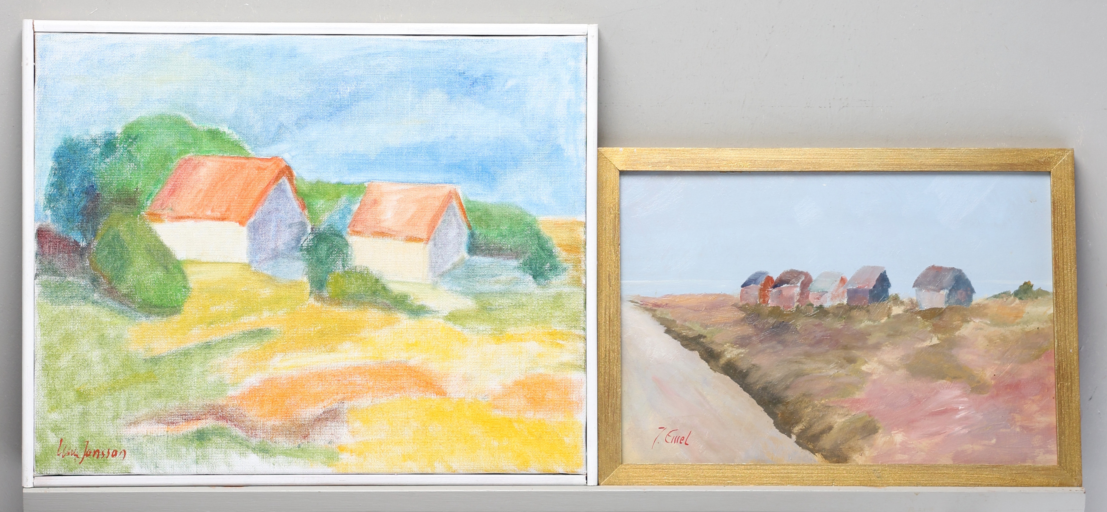 OIDENTIFIERADE KONSTNÄRER. Olja på pannå, olja på duk, signerade.