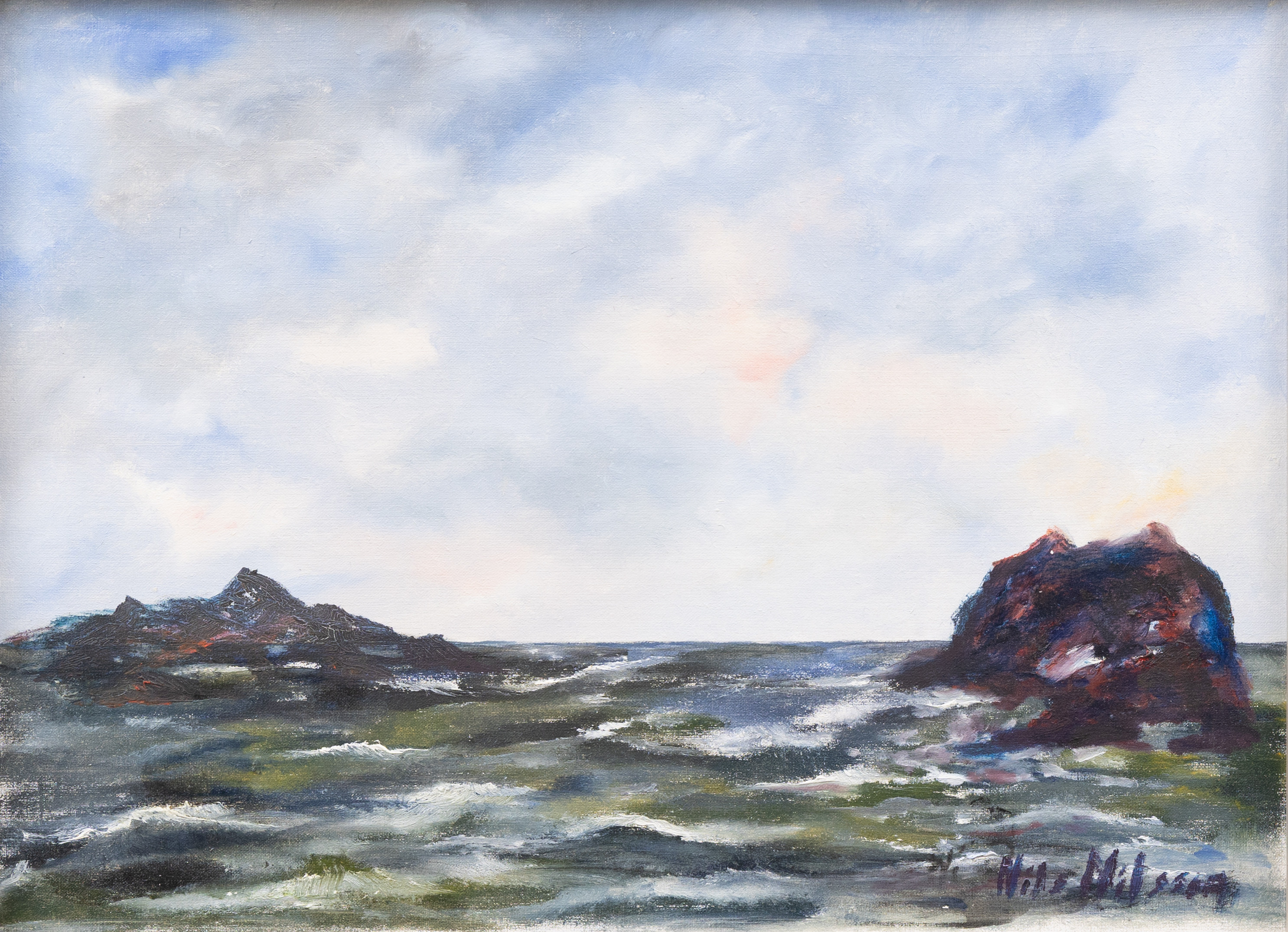 NILS IVAR NILSSON (1924-?). Kustlandskap, olja på duk, signerad.