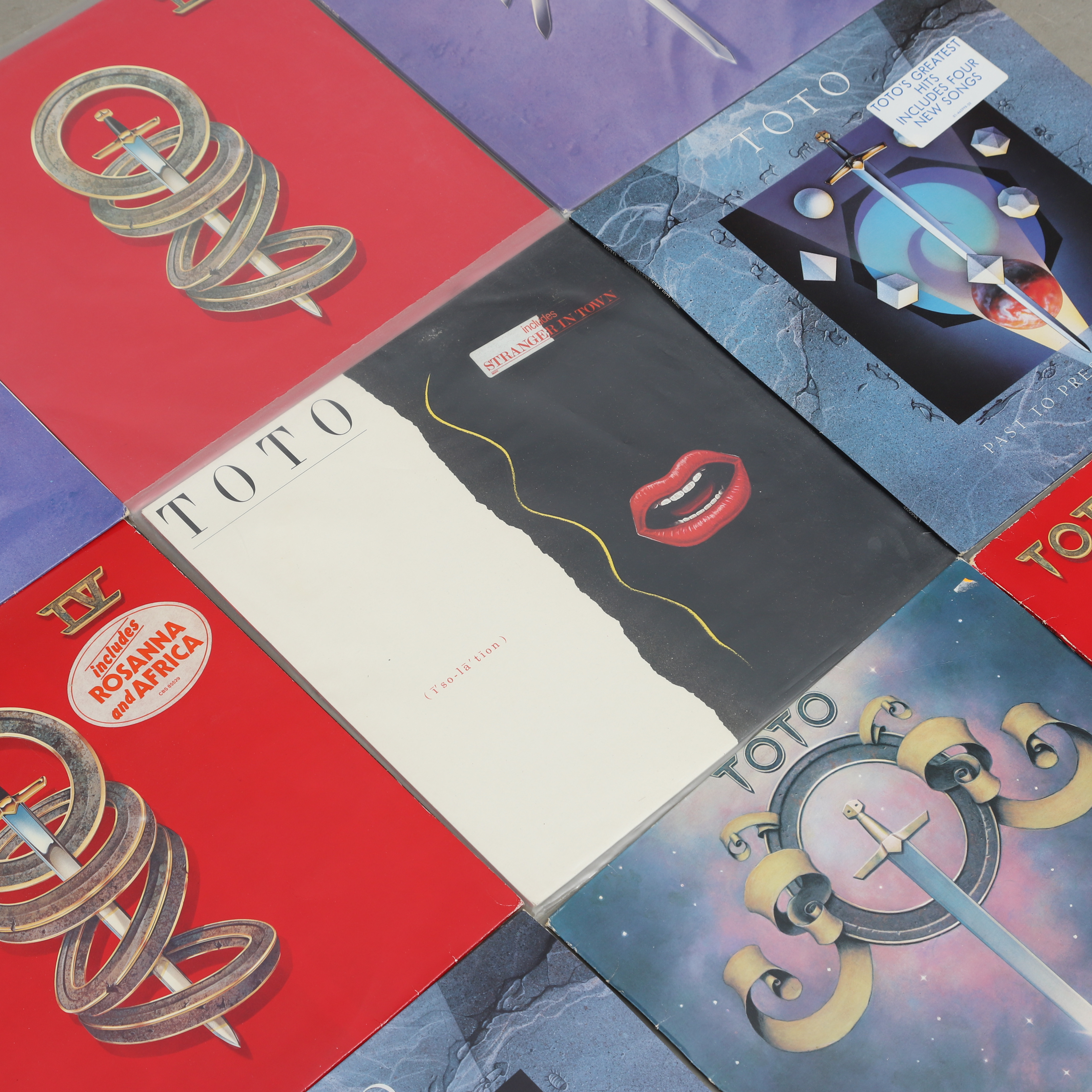 VINYLSKIVOR, 9 st, Toto, b.la. "Isolation".