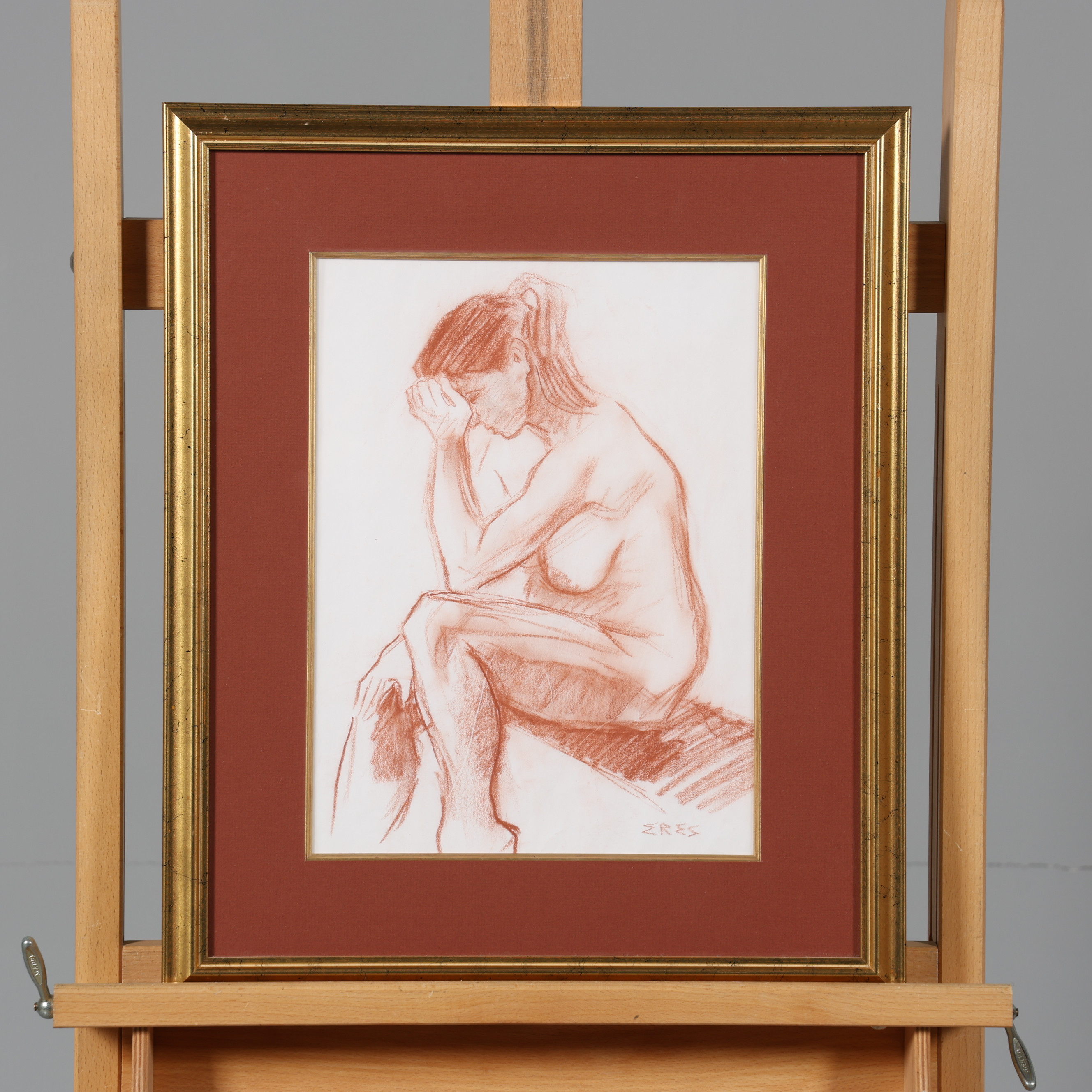 ARNOLD ERES. TECKNING, nakenstudie, signerad.