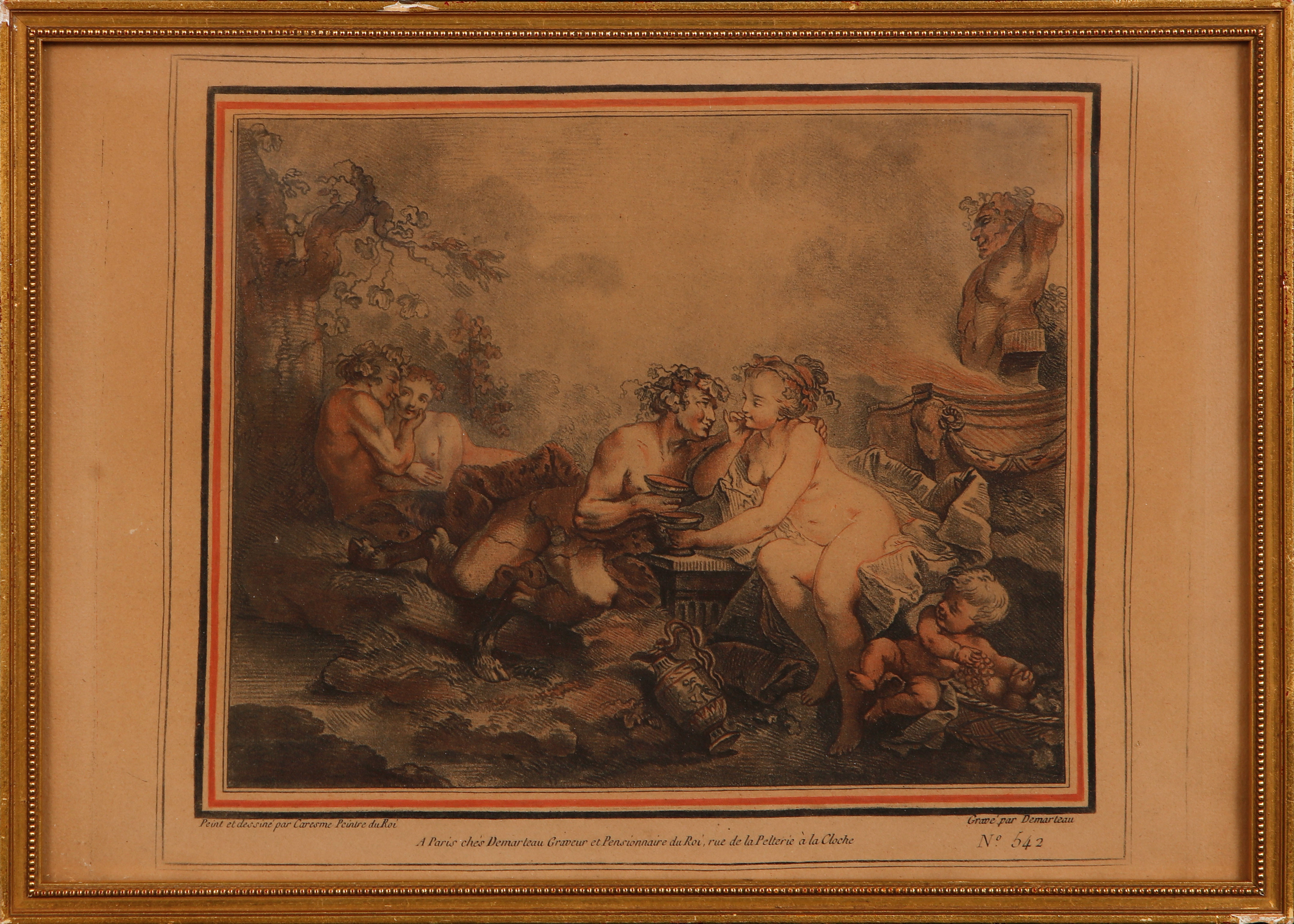 GRAFISKA BLAD, 2 st, efter Caresme, gravör Demarteau.