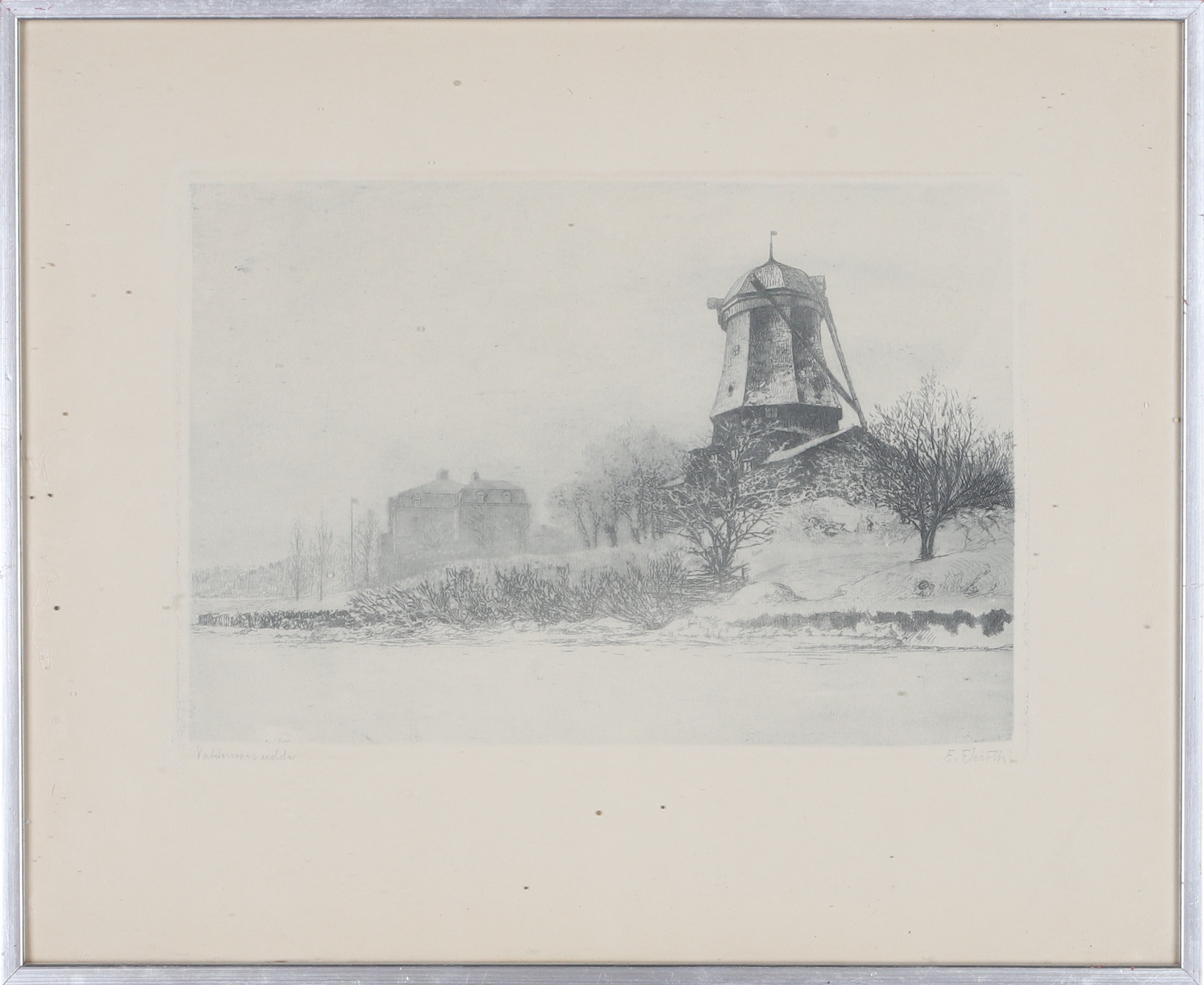 ERIK EKROTH. Etsning, " Valdemars udde", signerad.