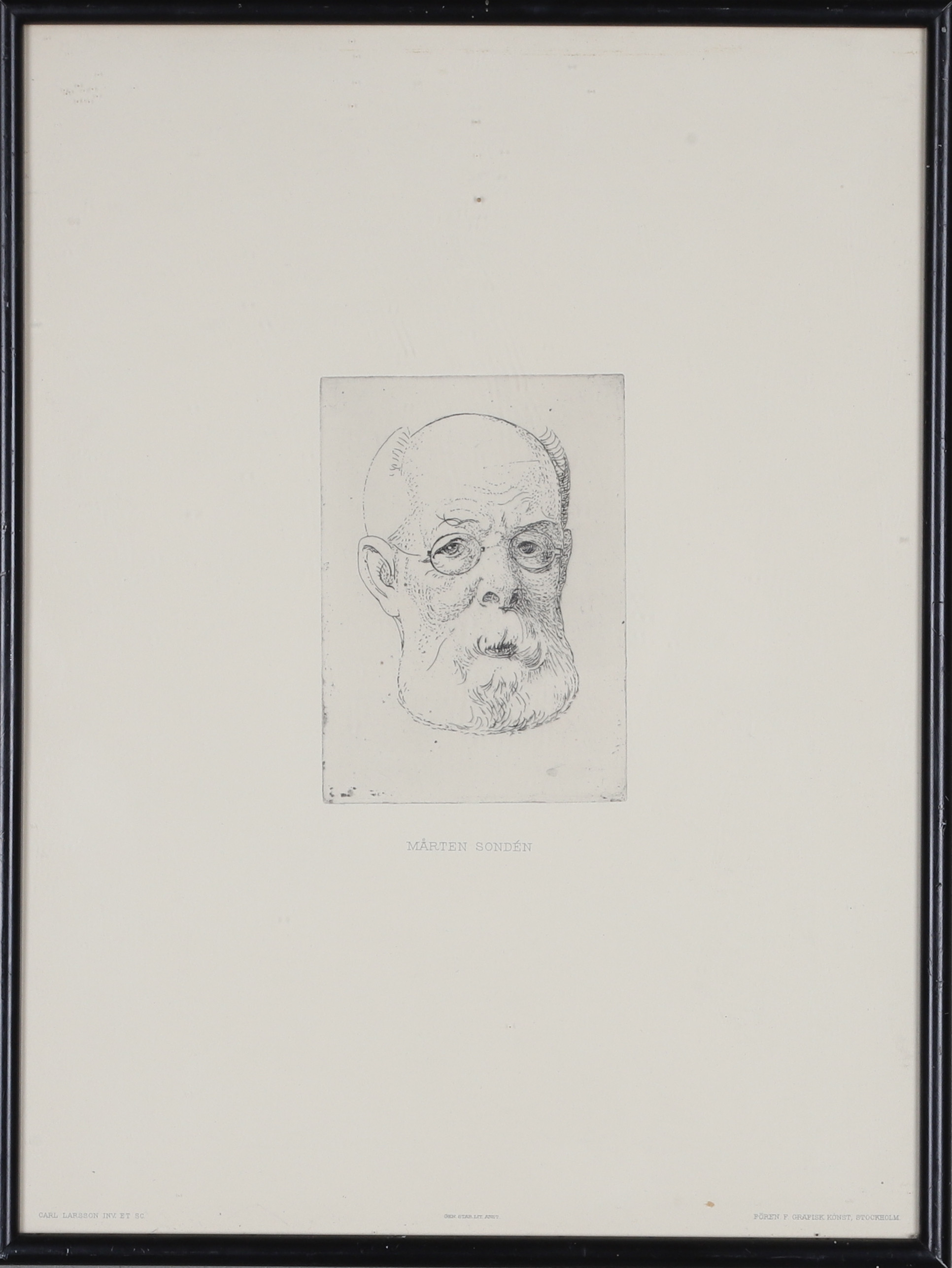 CARL LARSSON. "Mårten Sondén". Etsning, Fören. F. Grafisk Konst, Stockholm, osignerad.