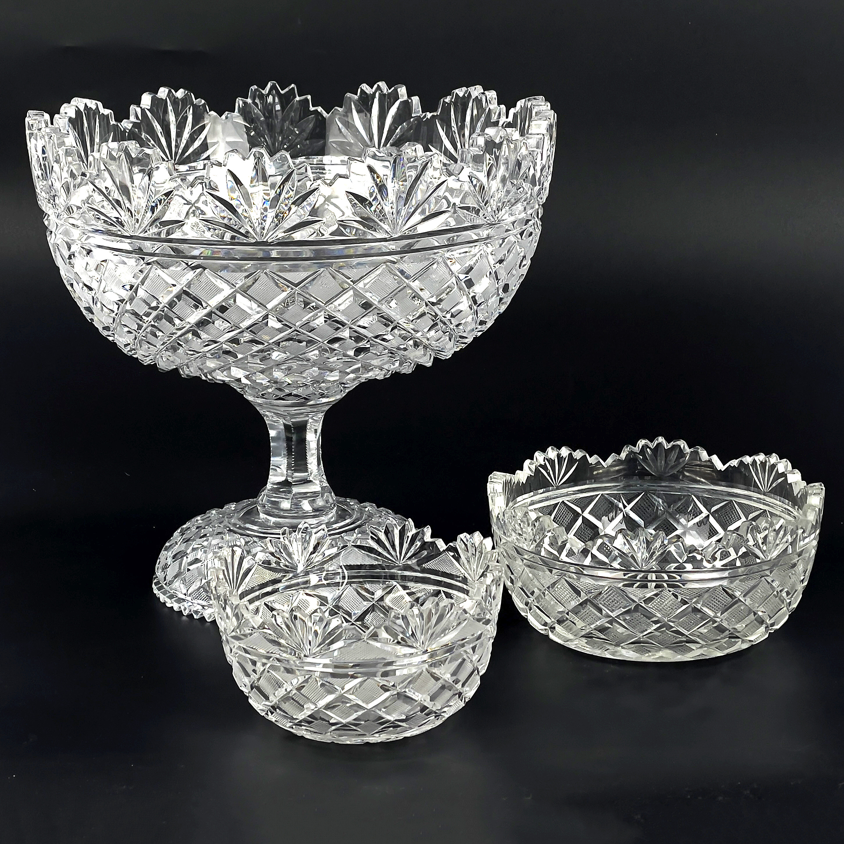 SKÅLAR, 4 delar, glas, slipad dekor.