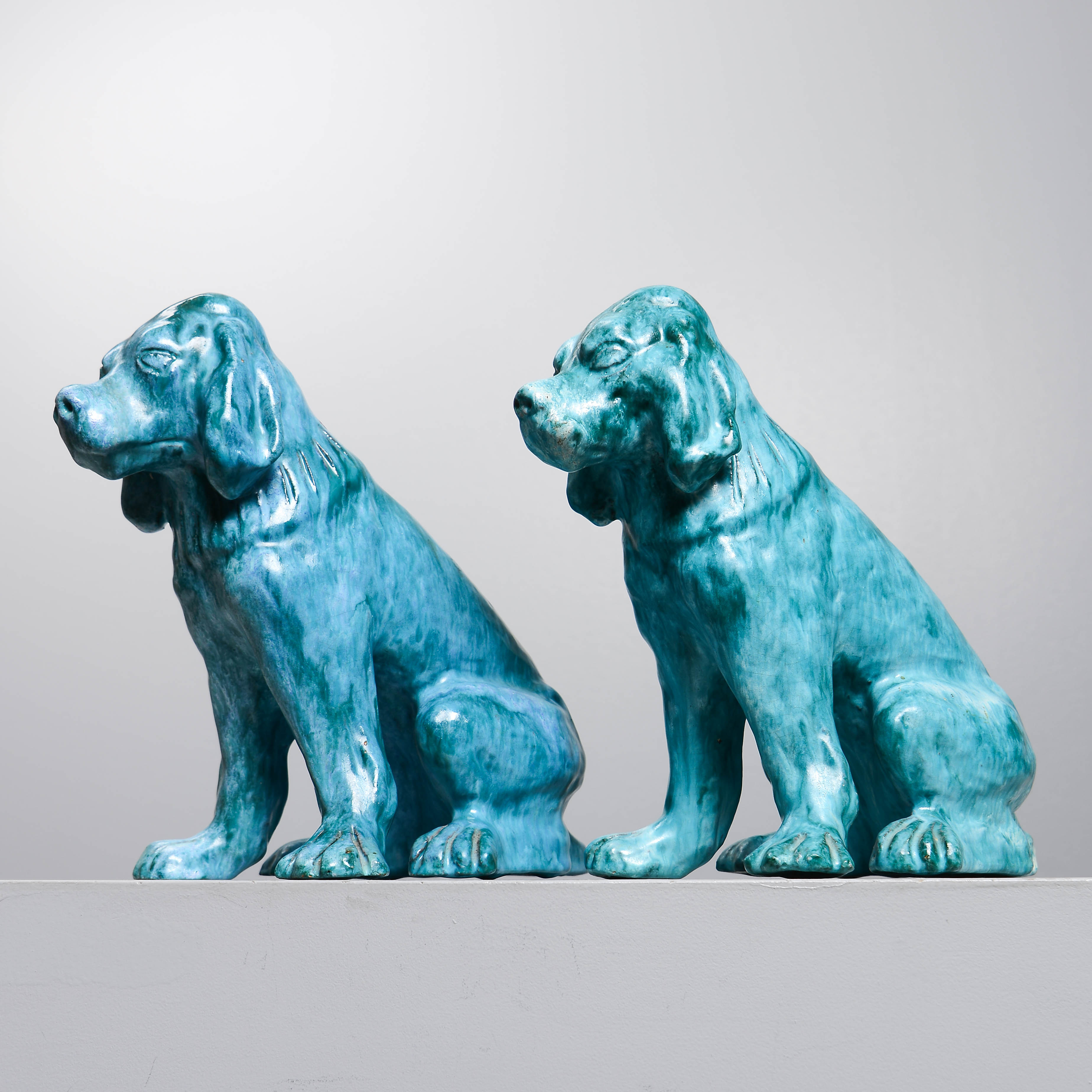 FIGURINER, ett par, cocker spaniel, keramik, okänd formgivare, 1900-tal.