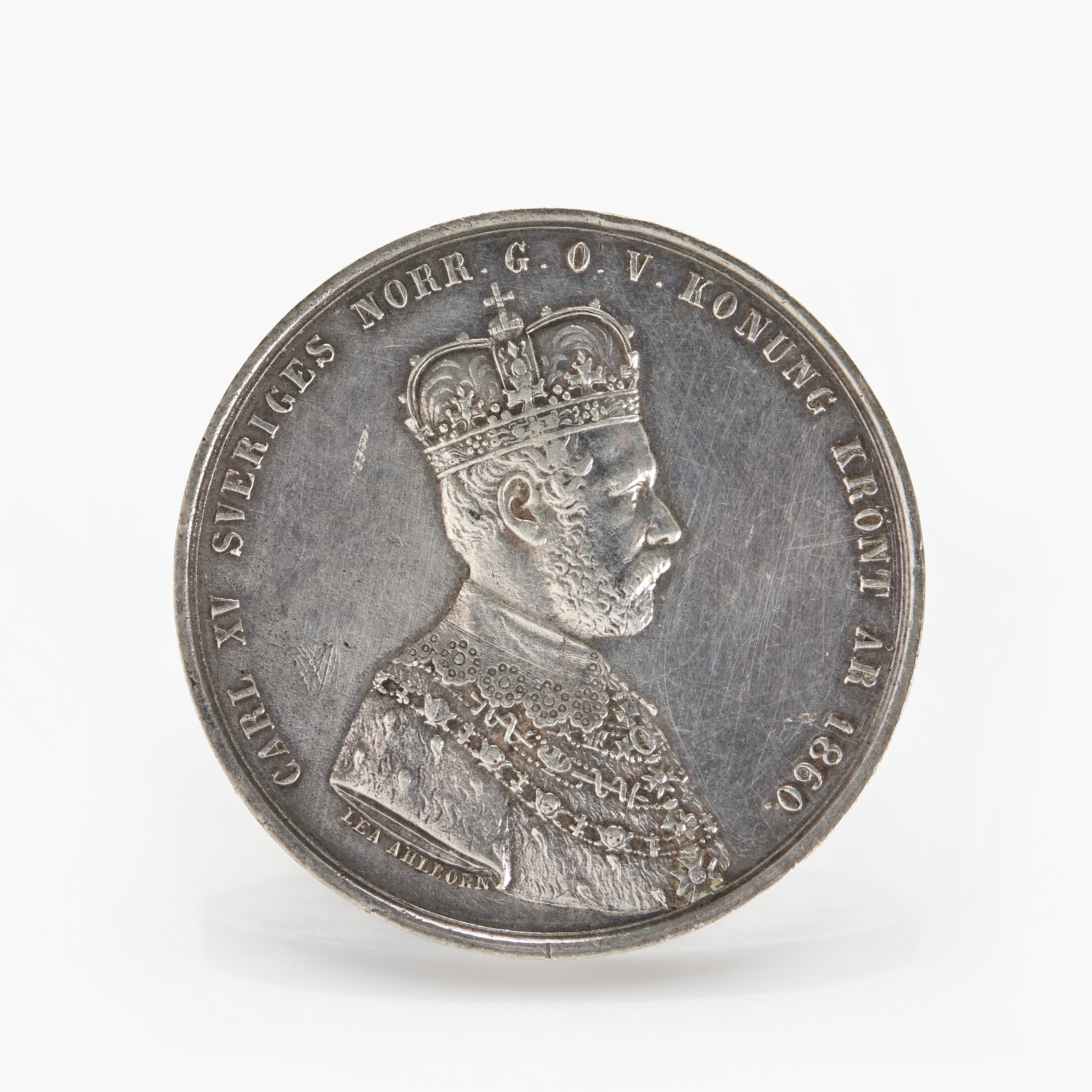 KARL XV (1859-1872) Minnespenning vid konungens kröning 1860.