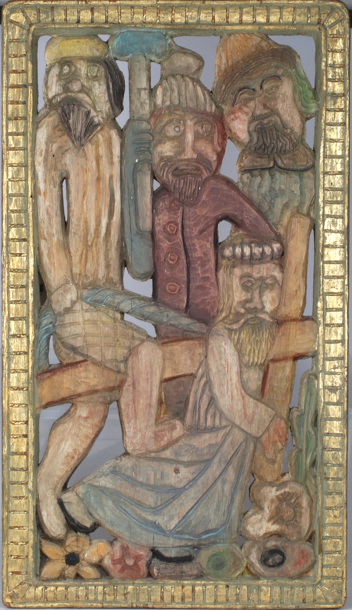 RELIEF, Jesus, bemålat trä, 1900-tal.