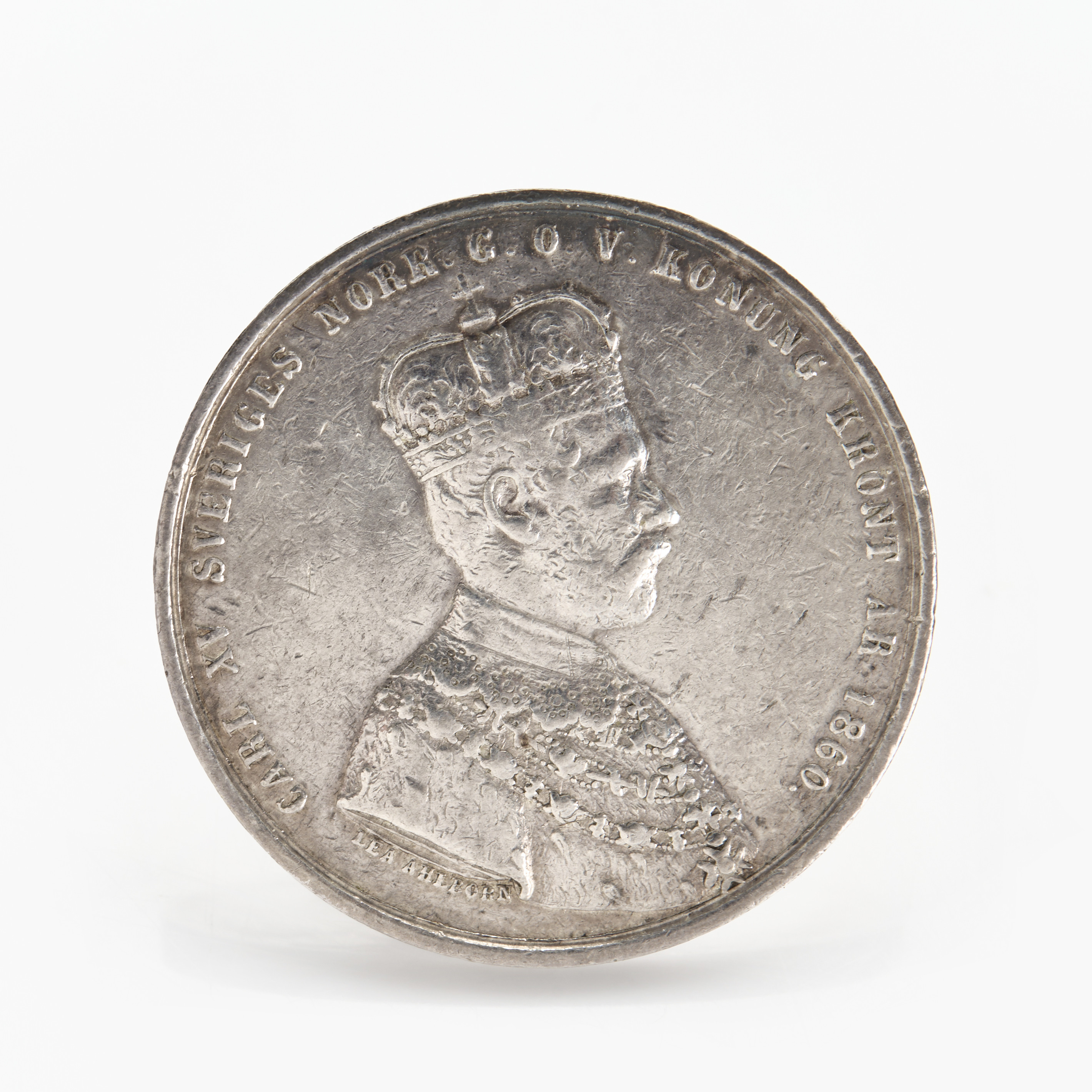 KARL XV (1859-1872). Minnespenning vid konungens kröning 1860.