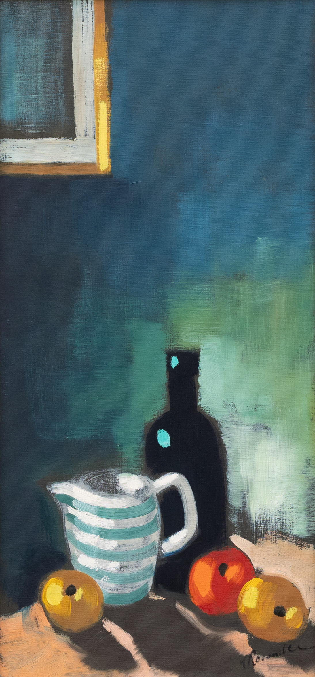 OIDENTIFIERAD KONSTNÄR. Stilleben, olja på duk, otydligt signerad.