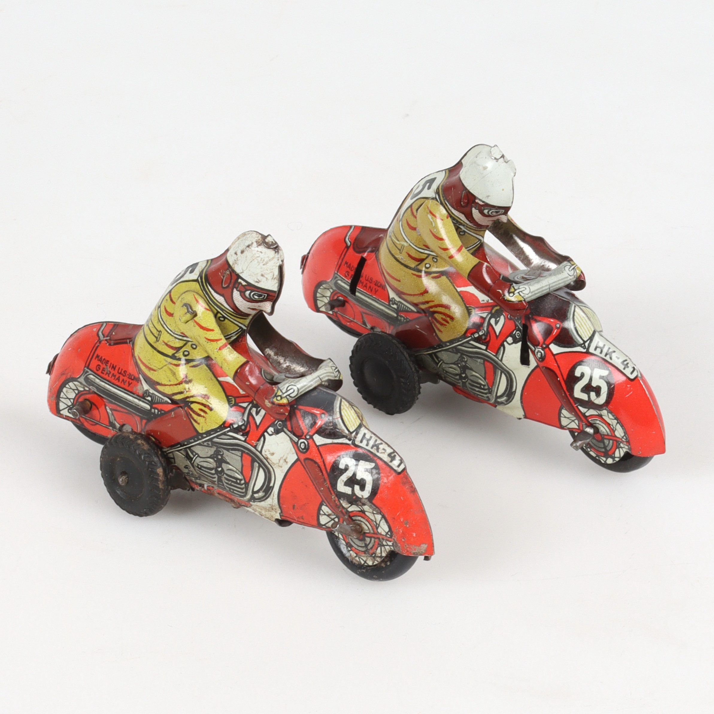 HUKI-KIENBERGER, 2 st, motorcyklar, HK 41, litograferad plåt, 1950-tal.