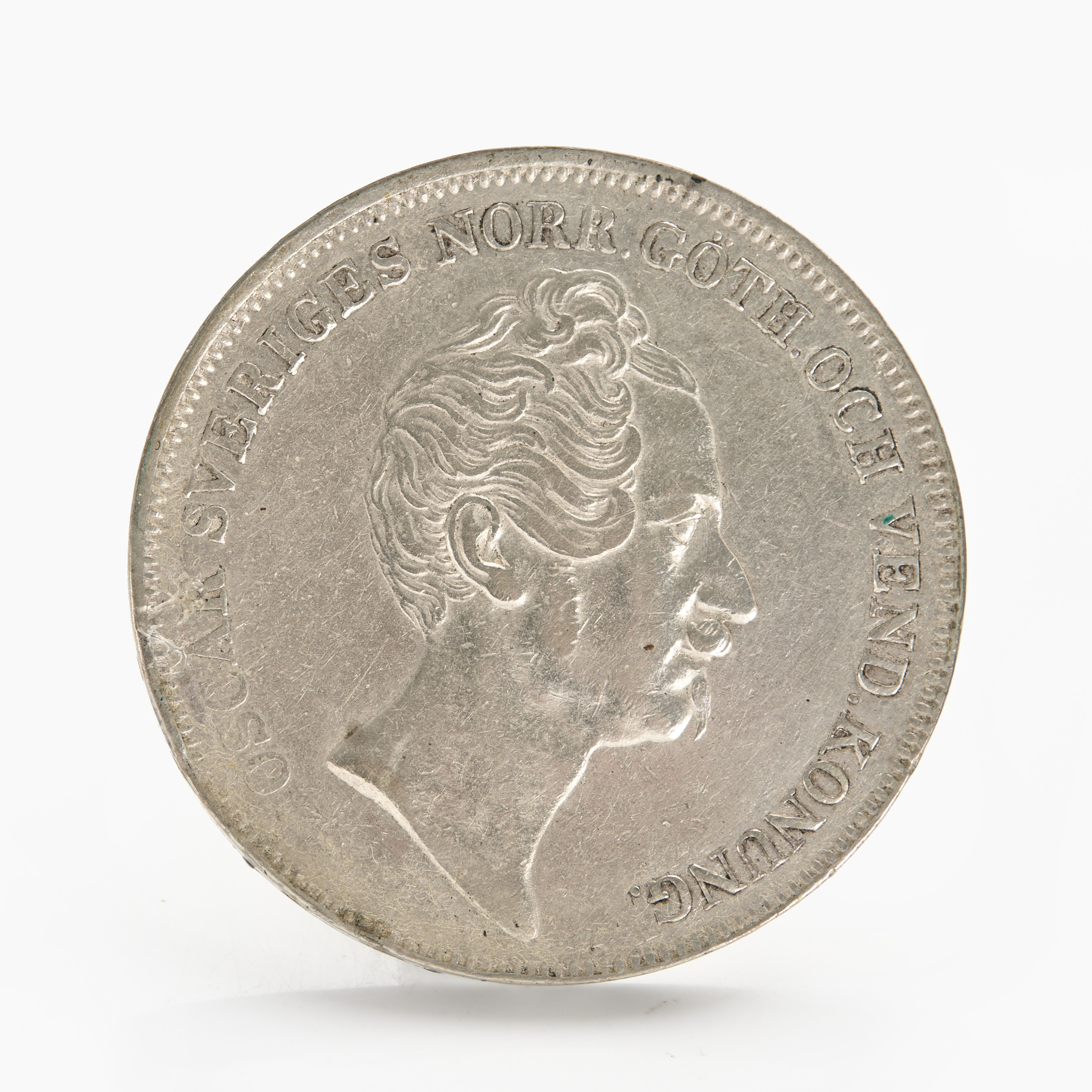 OSCAR I (1844-1859) 1 riksdaler specie 1848, smalt huvud.