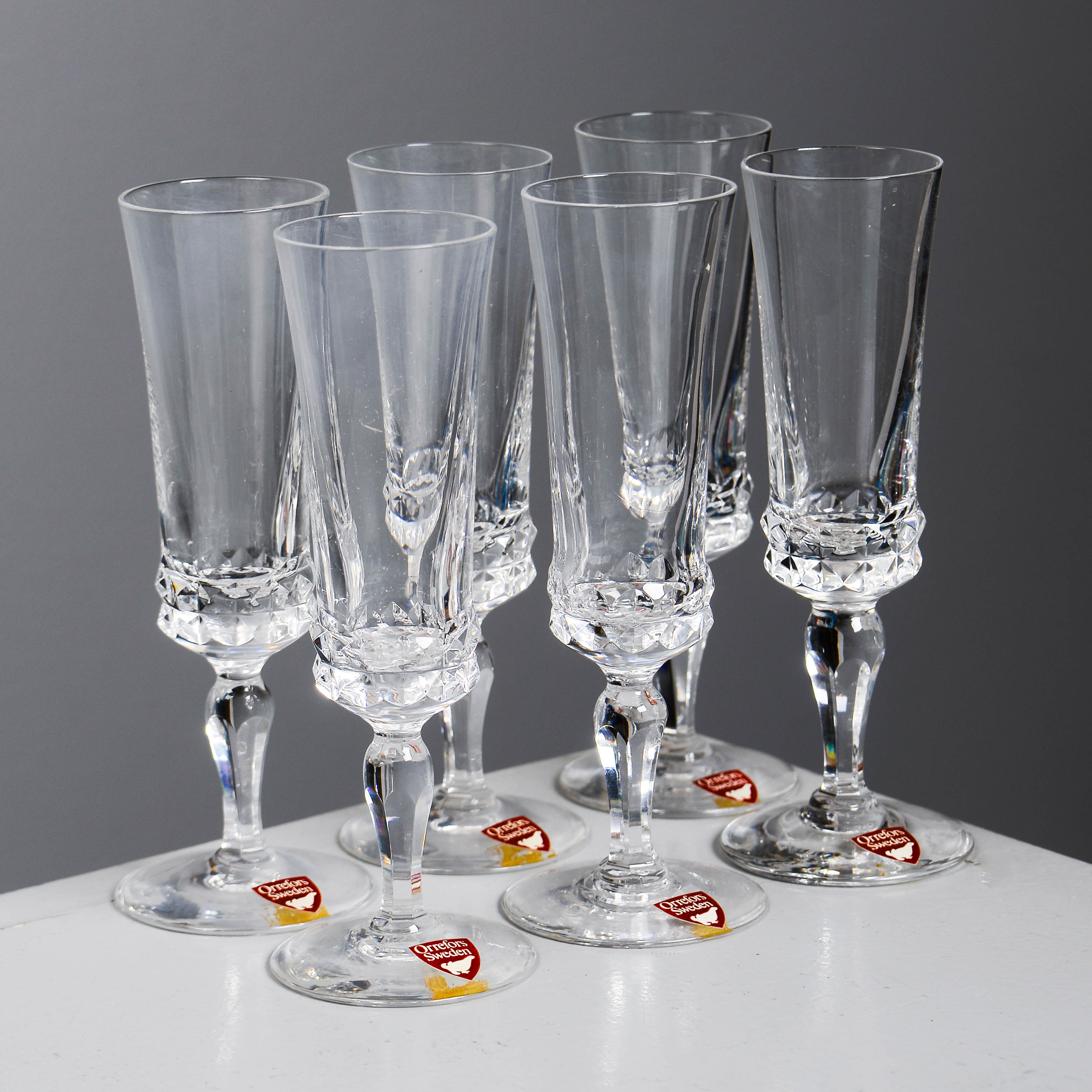 INGEBORG LUNDIN. "Silvia", snapsglas, 6 st, Orrefors.