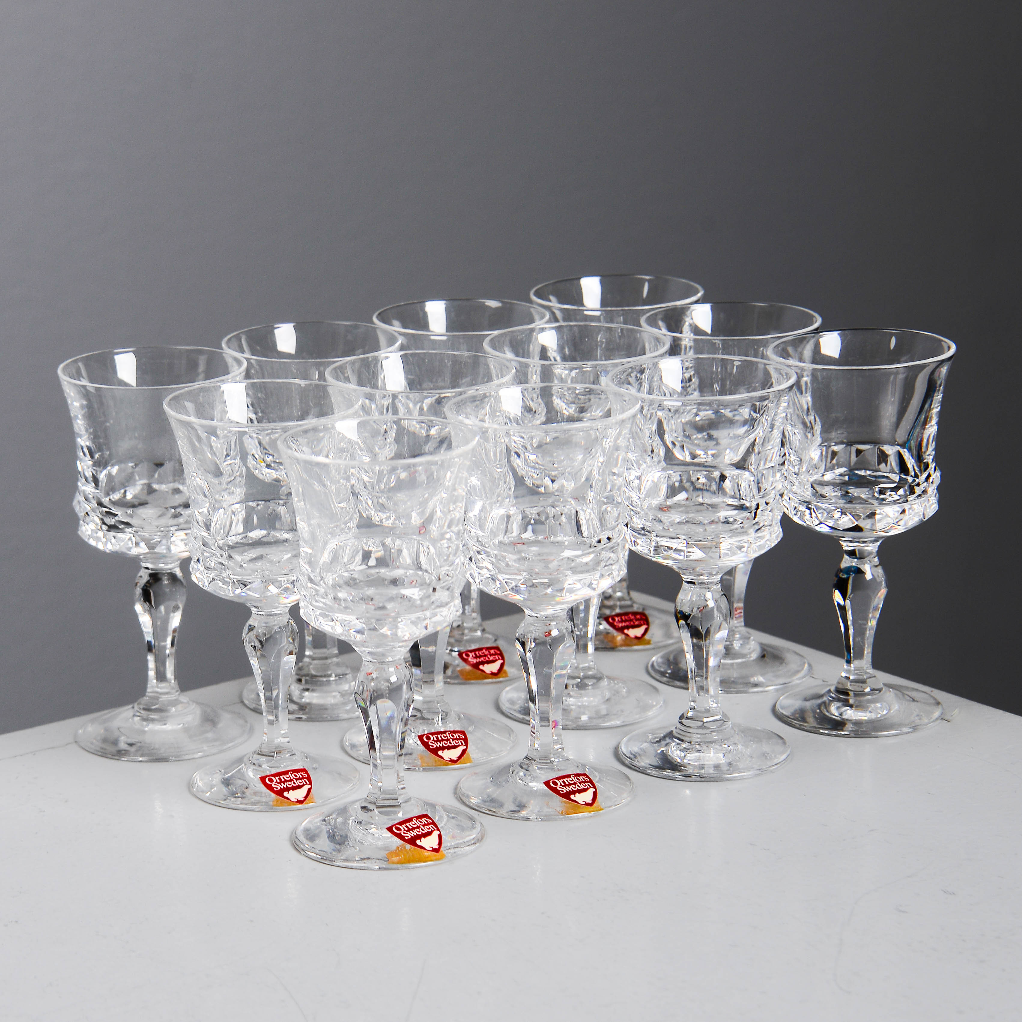 INGEBORG LUNDIN. "Silvia", likörglas, 12 st, Orrefors.