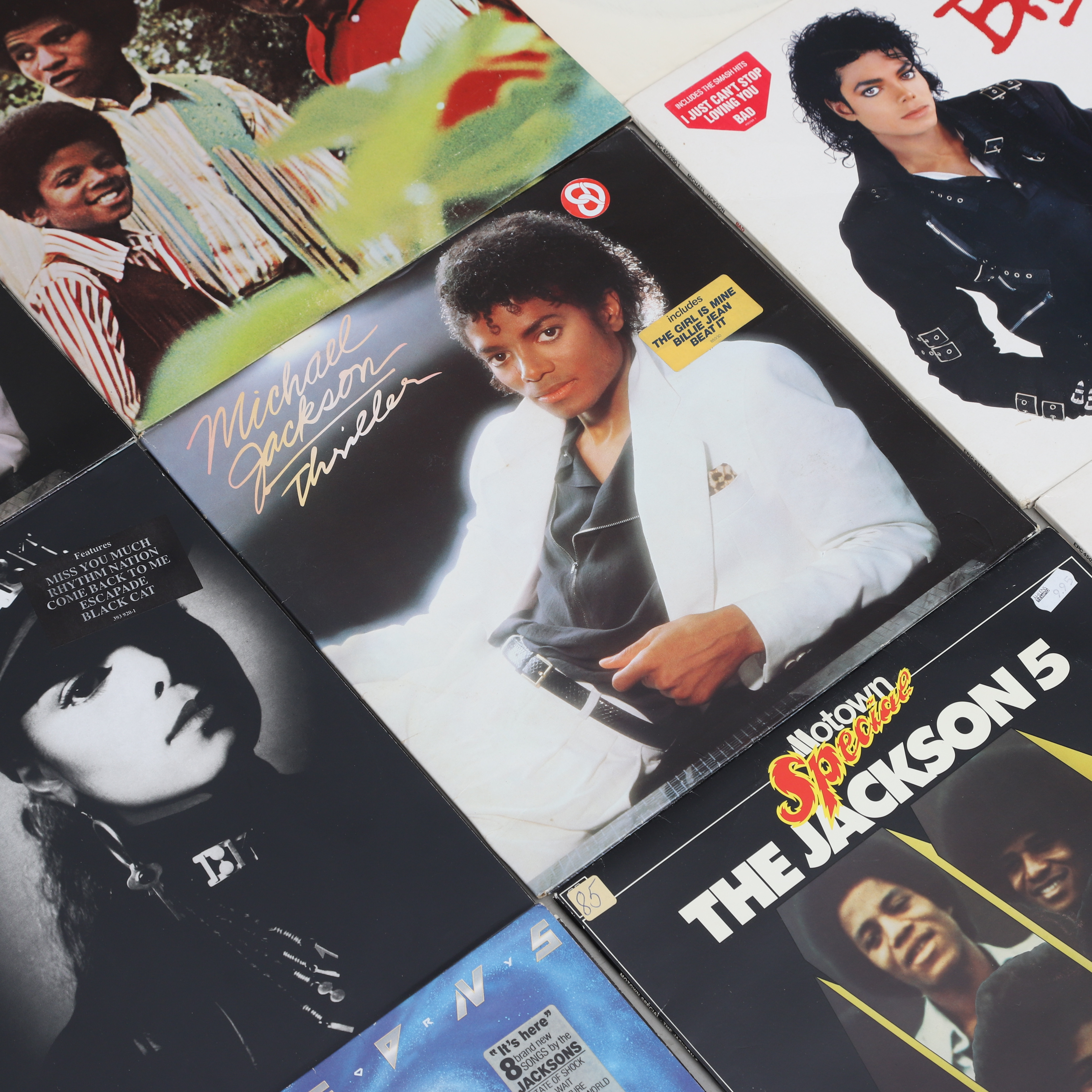 VINYLSKIVOR, 12 st, Michael-/Janet Jackson/Jackson Five, b.la. "Thriler"/"Maybe tomorrow".