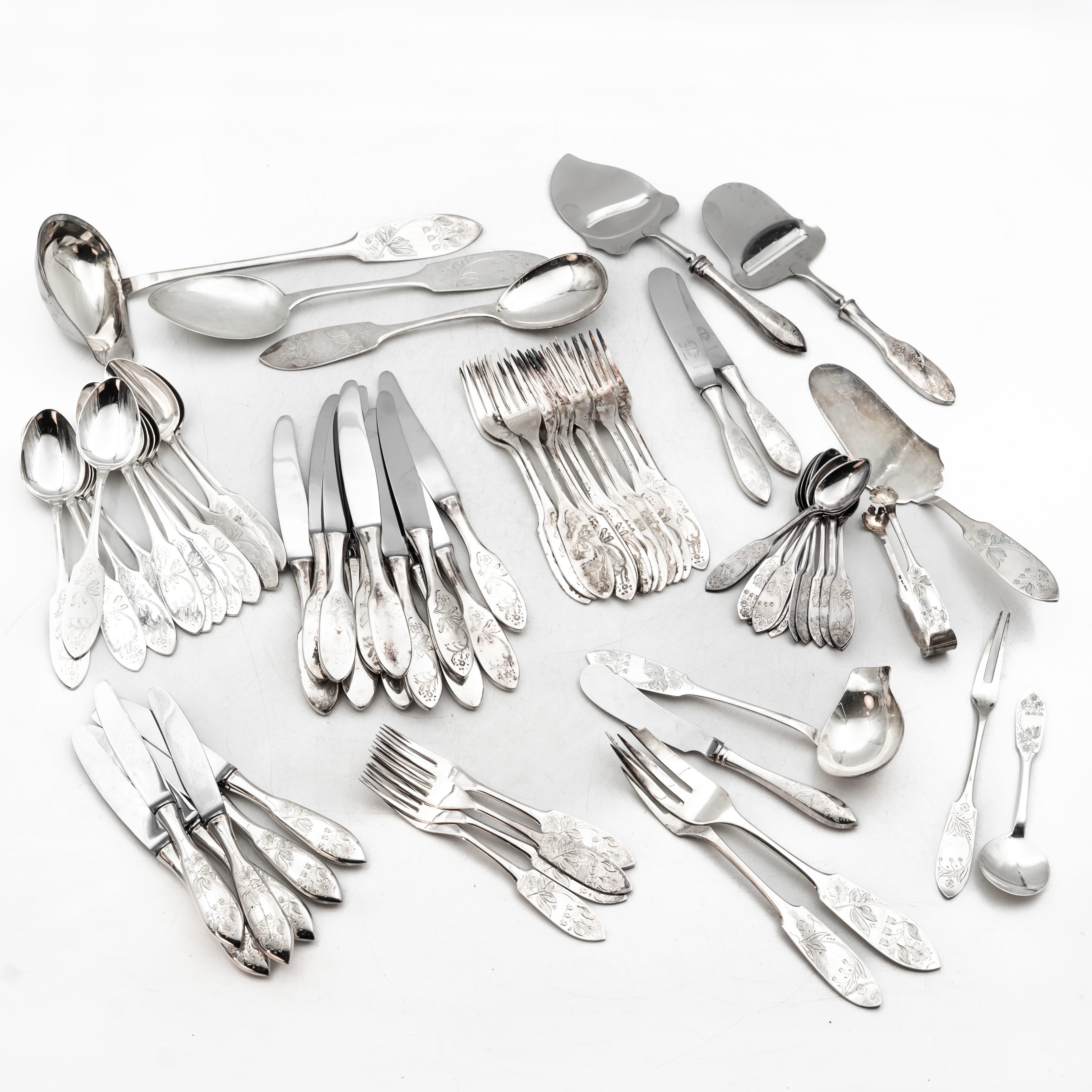 SAMLING BESTICK, "Finnmyrten", 76 delar, 1900-tal.