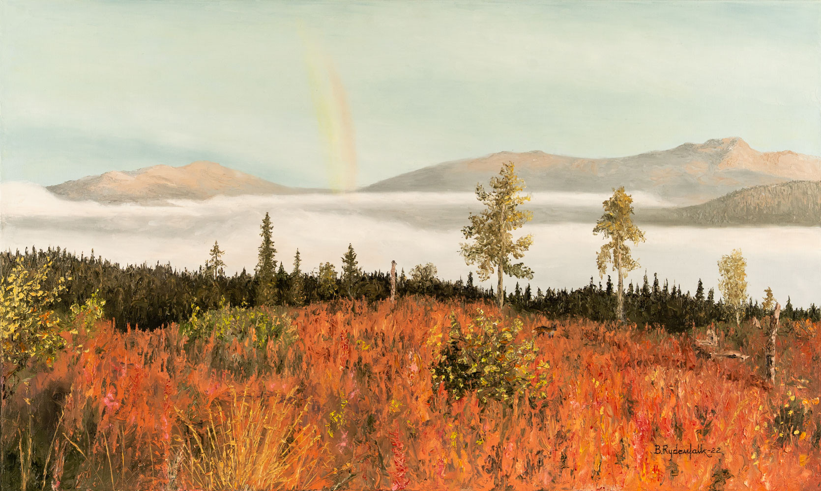 BÖRJE RYDENFALK NJAJTA. Olja på duk, "Tidig höstmorgon Forsmark".