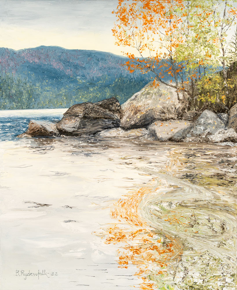 BÖRJE RYDENFALK NJAJTA. Oljemålning, "Vasksjöbäckens utlopp".