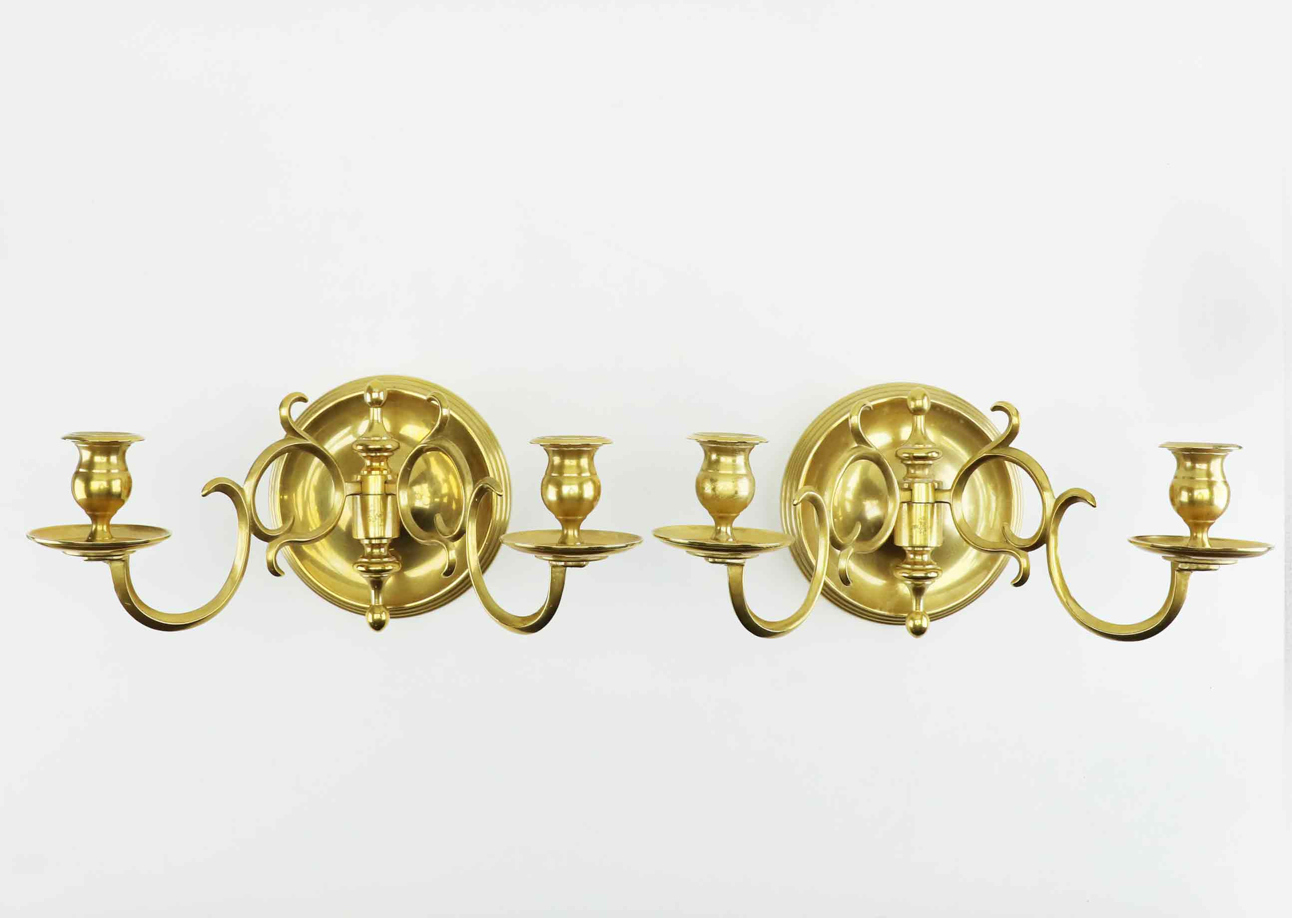 VÄGGLJUSSTAKAR, ett par, mässing, Skultuna, 1900-tal.