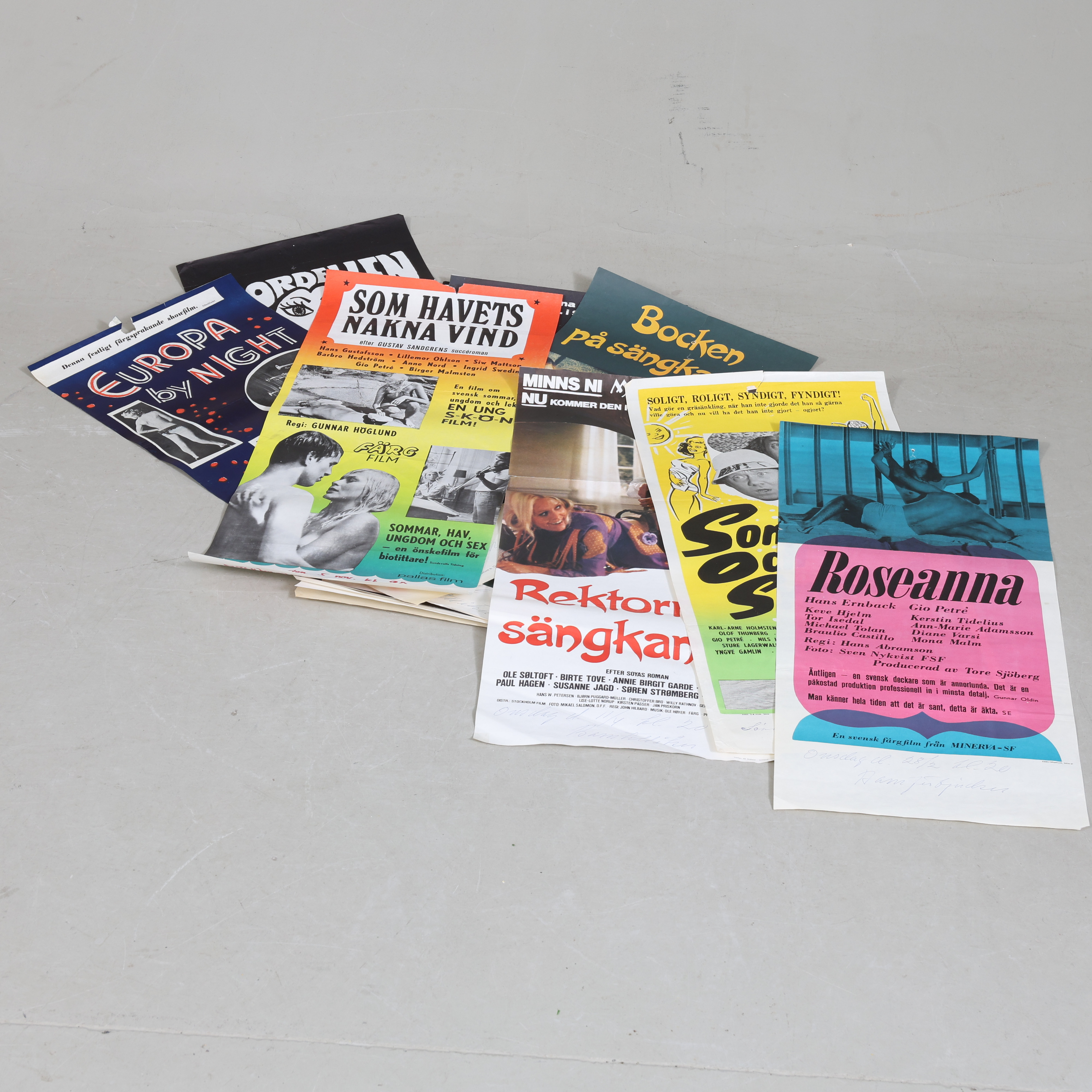 FILMAFFISCHER/STOLPAFFISCHER, 11 st, bl.a. erotika, 1900-tal.