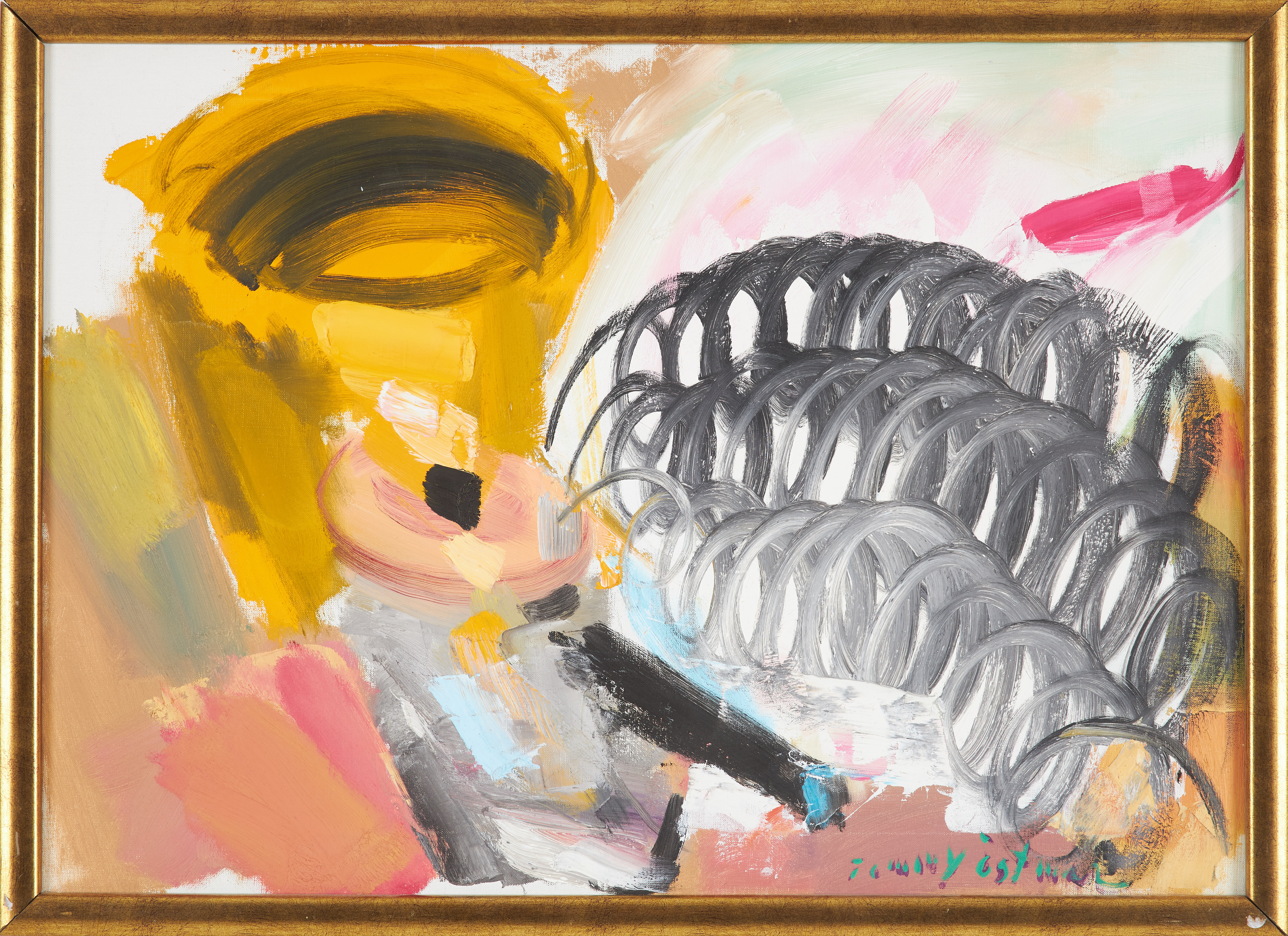 TOMMY ÖSTMAR (1934-2007). Abstrak komposition, olja på duk, signerad.