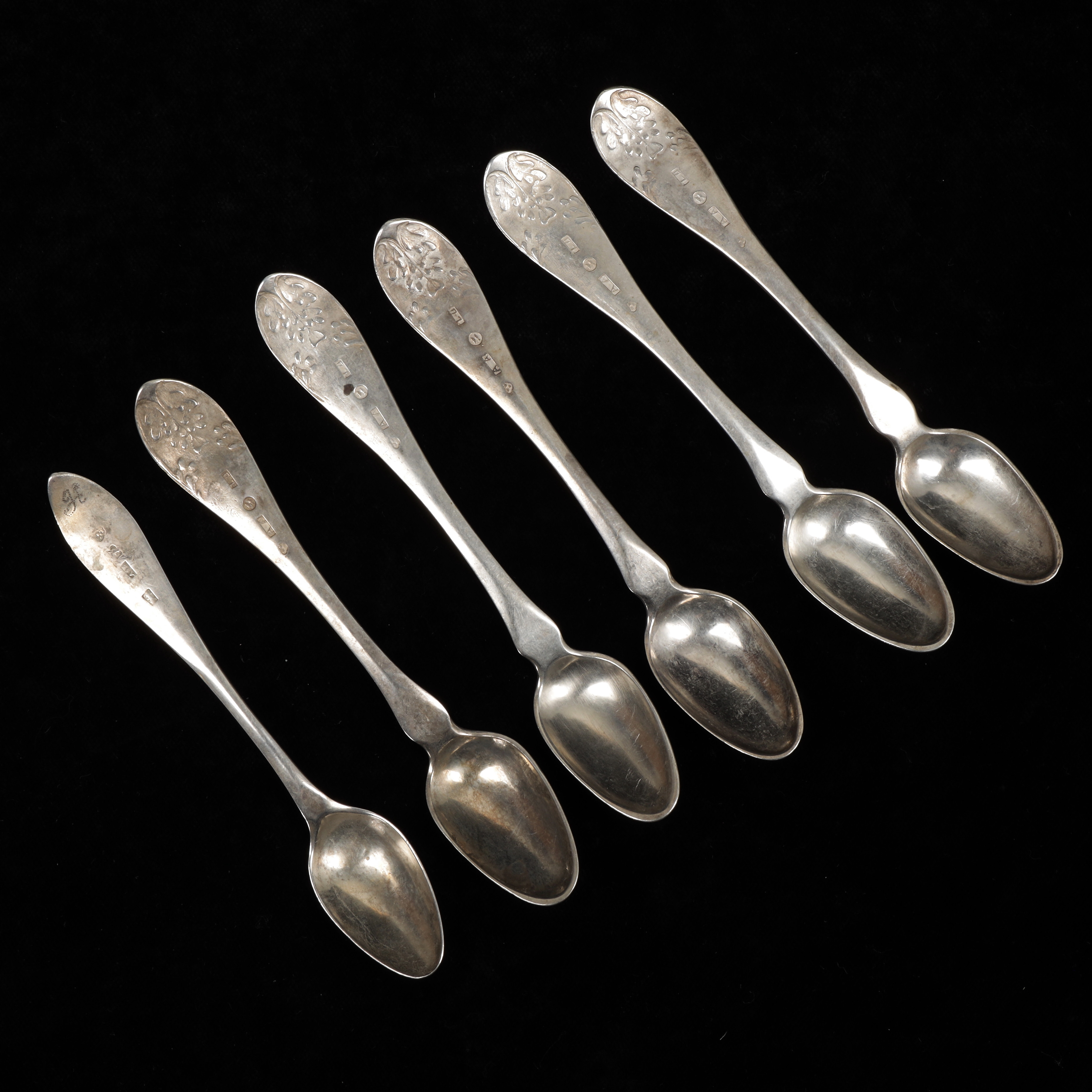 SKEDAR, 6 st, silver, 1800-tal, vikt 107 gram.