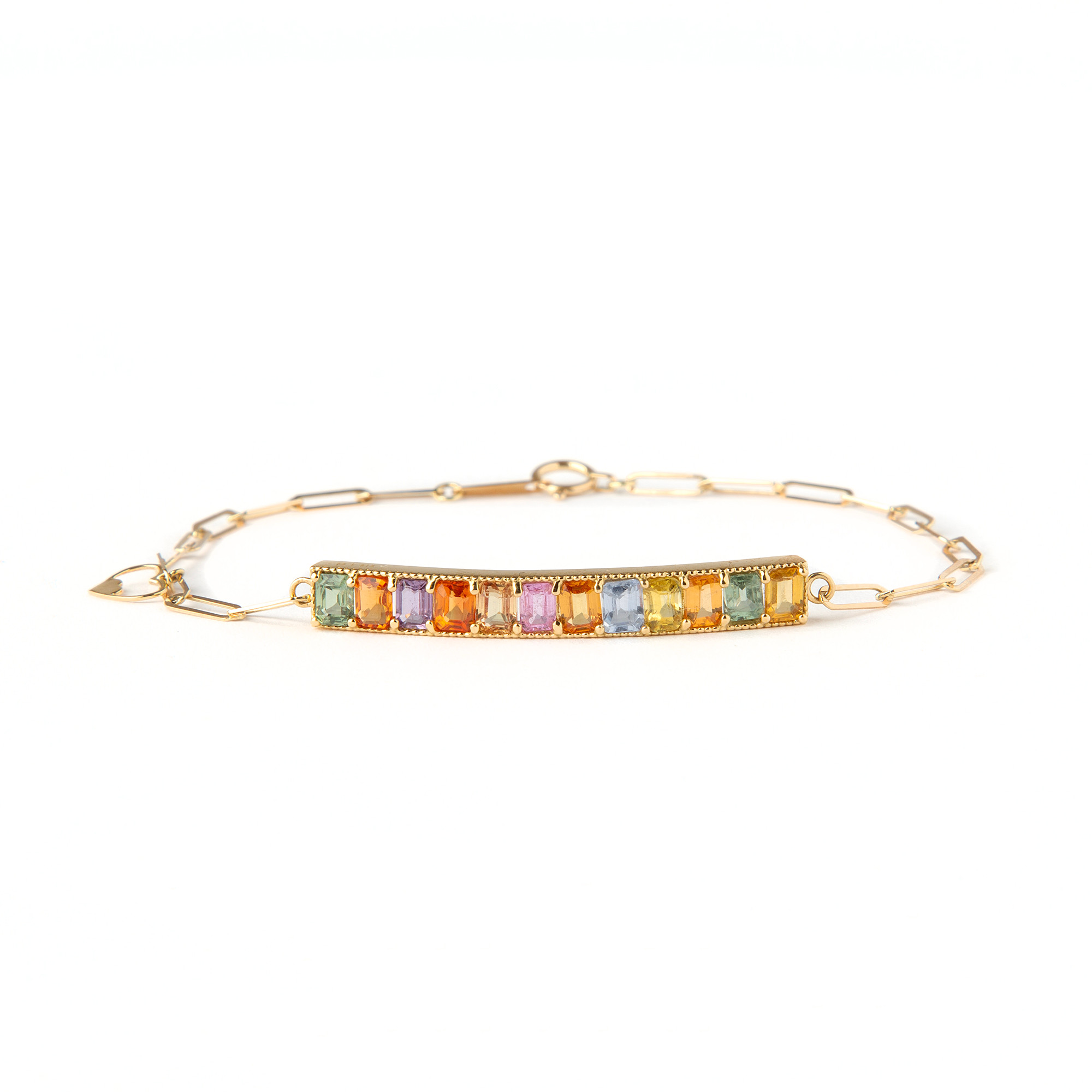 ARMBAND, 18K guld med fasettslipade olikfärgade safirer, totalt ca 3.64 ct.