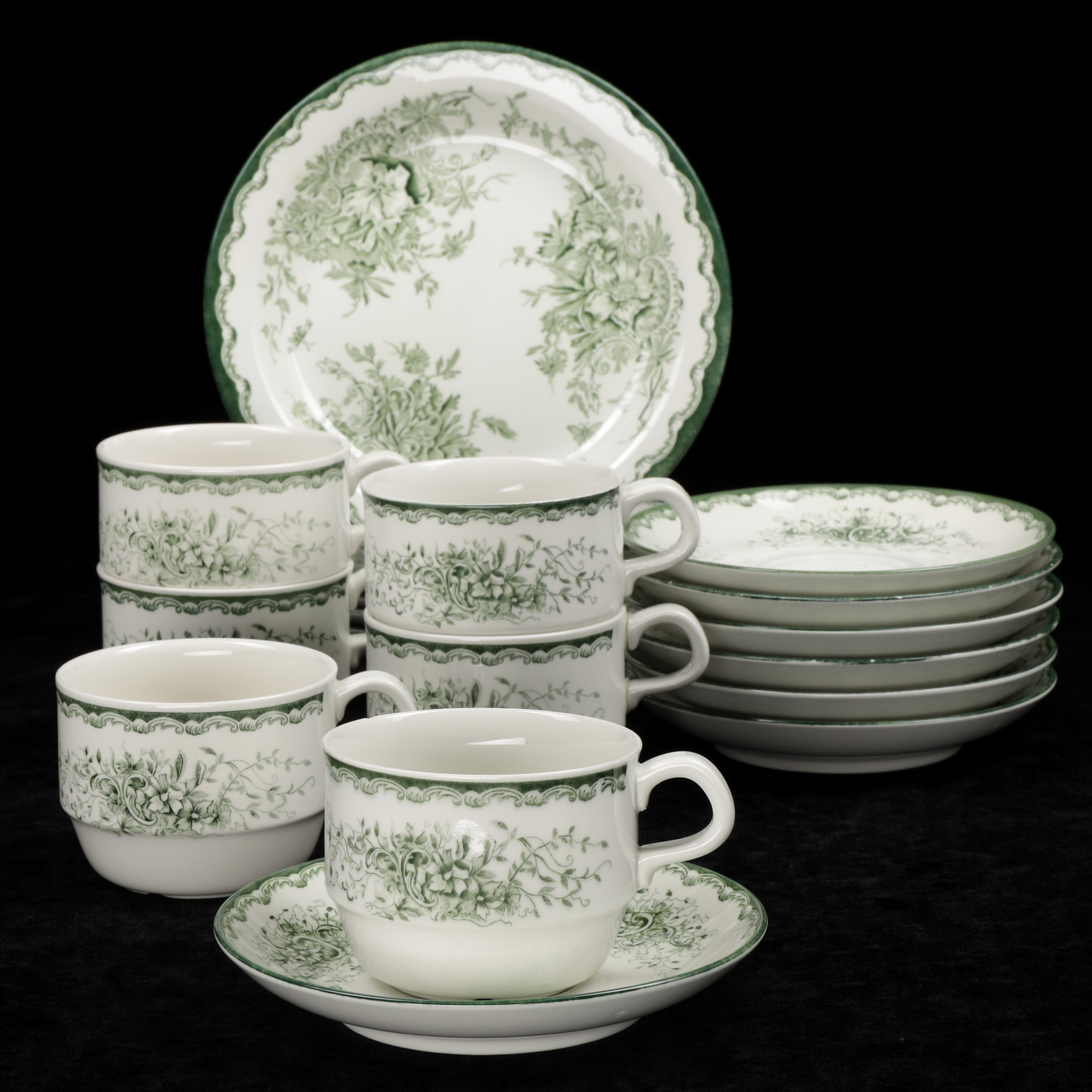 KAFFESERVIS, 18 delar, "Grön Anna", Rörstrand, 1900-talets andra hälft.