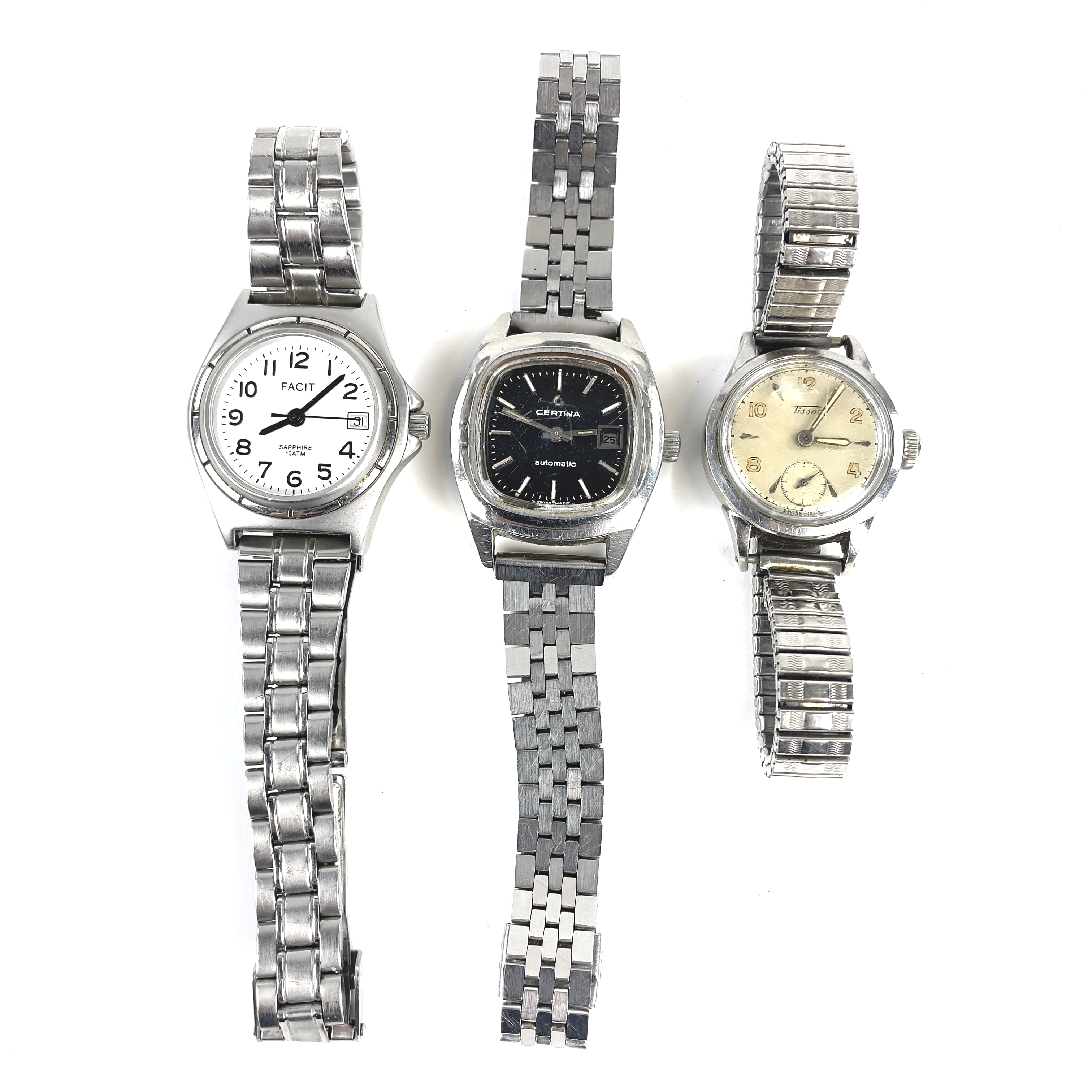ARMBANDSUR, 3 st, damur, bl a Certina automatic.