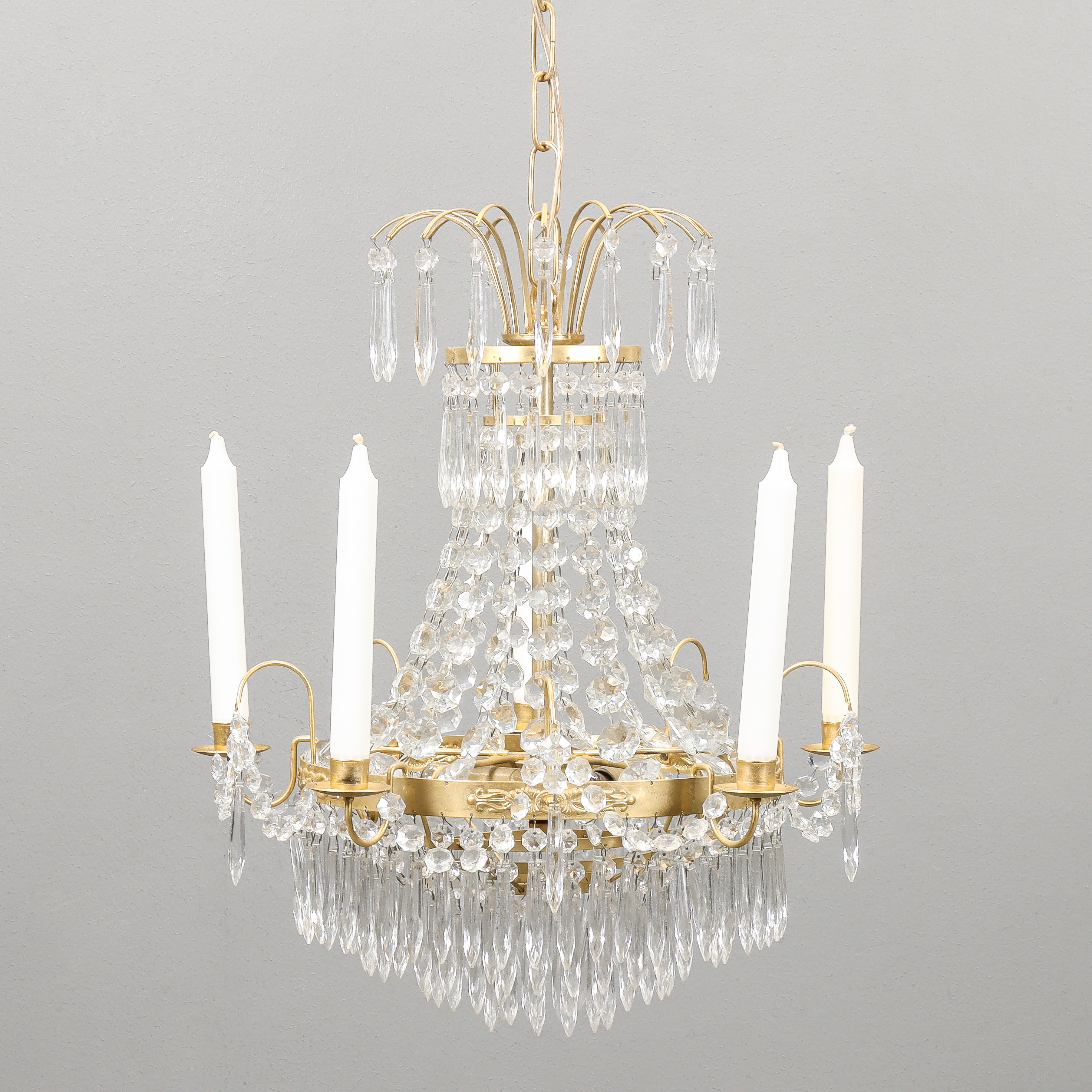 KRISTALLKRONA 5 ljusarmar, 1900-tal.