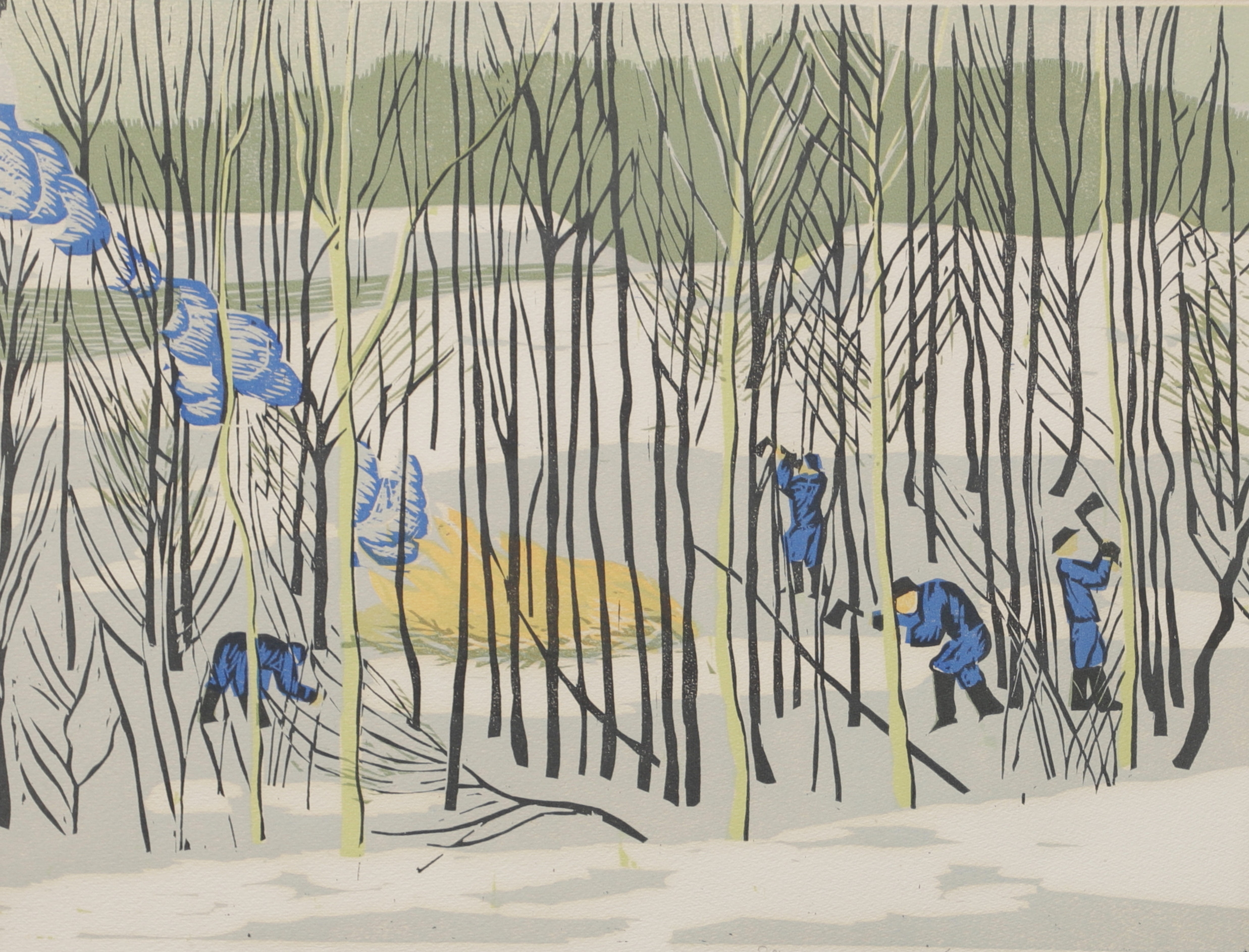 SVEN LJUNGBERG. Vedhuggare, färgträsnitt, signerat och numrerat 83/275.