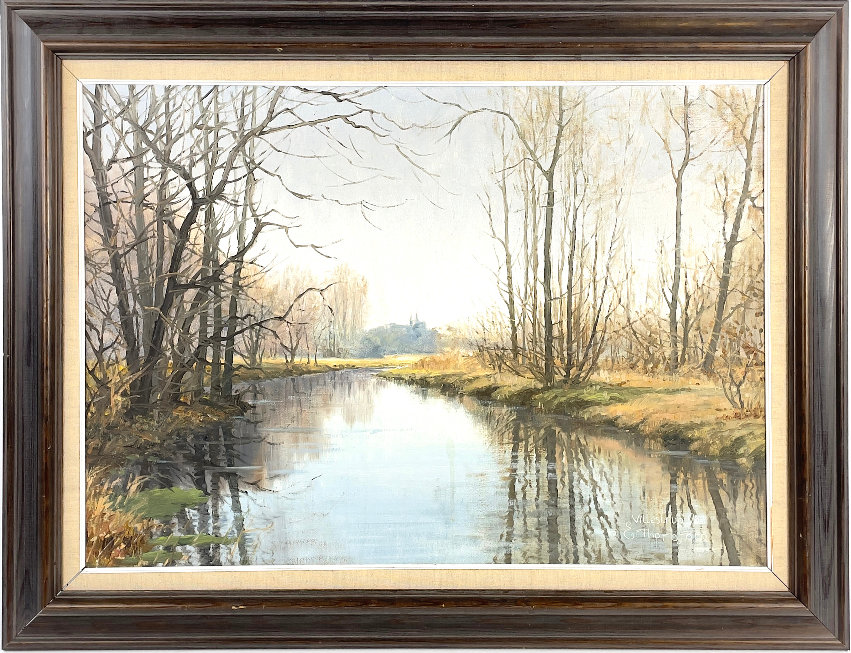 EVELYN BØJE THORBJØRN ANDERSEN. "Villestrup å", olja på duk, Danmark, signerad E. Thorbjørn.