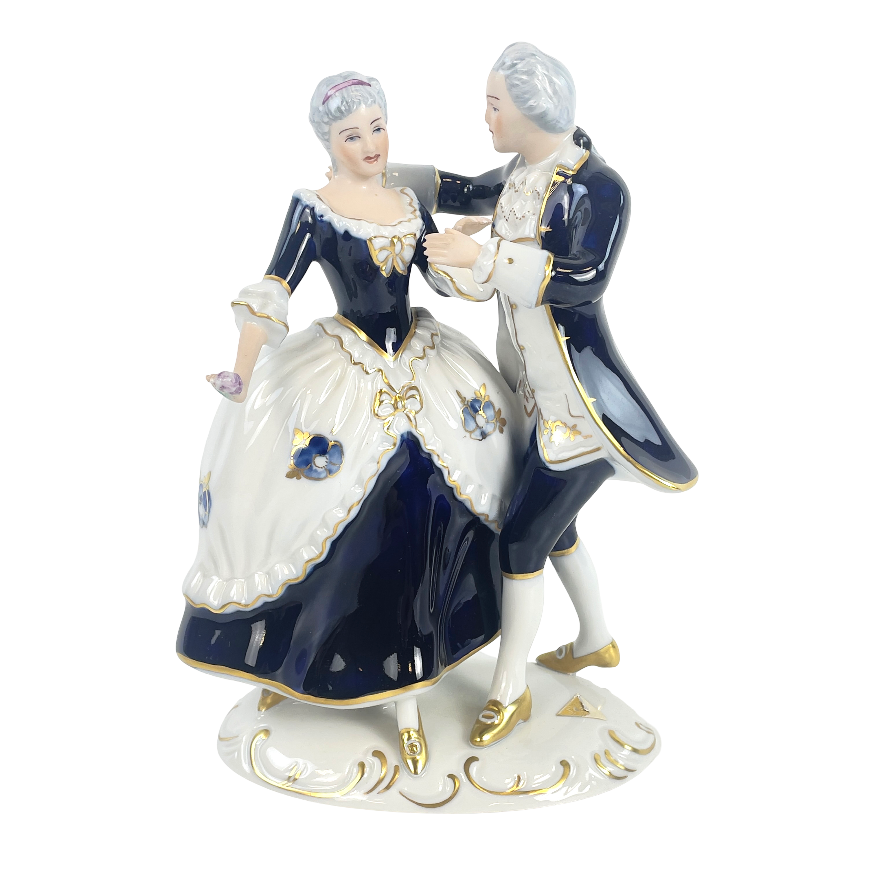 FIGURIN. Rokokostil, porslin, Royal Dux, Tjeckoslovakien.