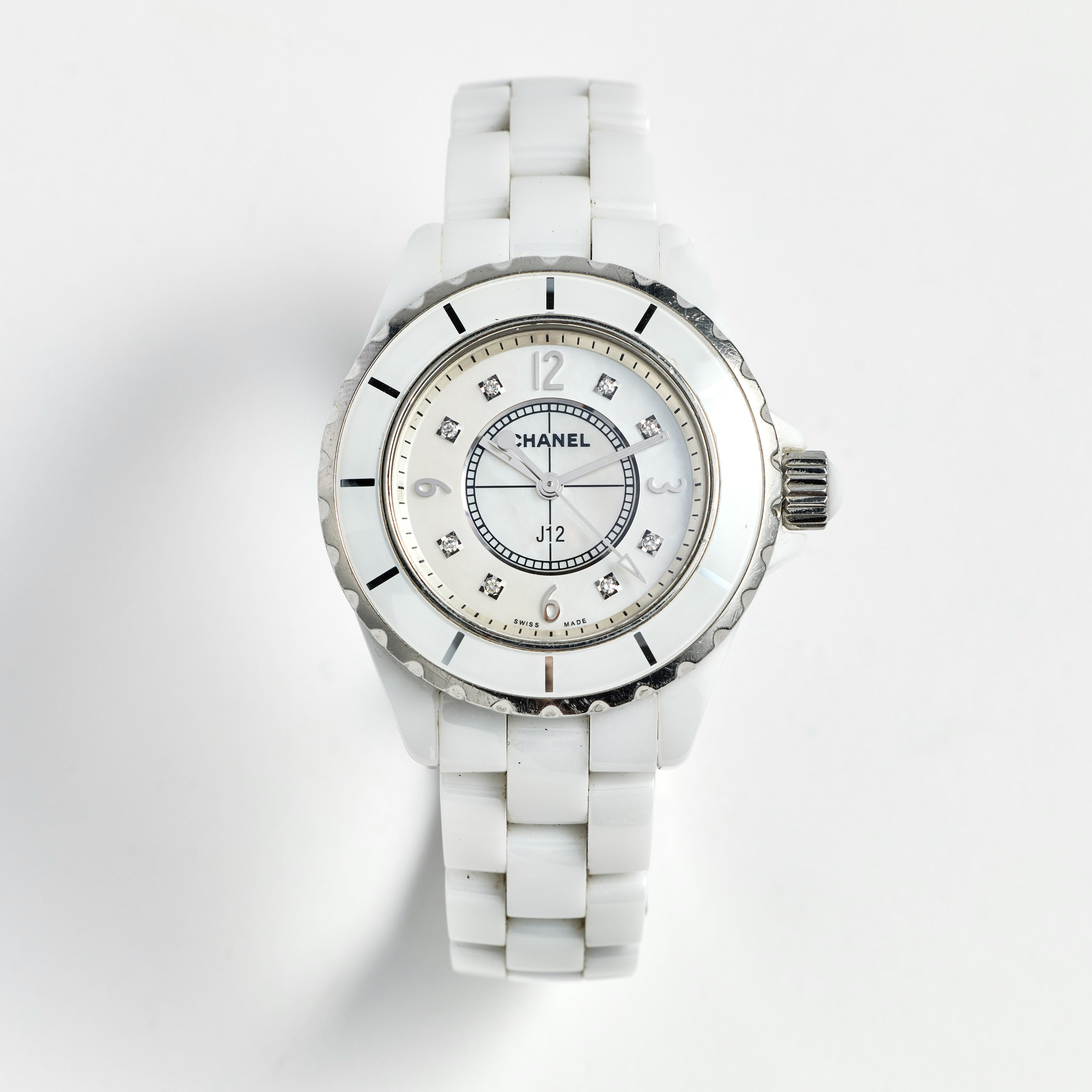 CHANEL, J12, armbandsur, 33 mm, vit keramik, certifikat, augusti 2010.